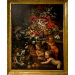 Mario de' Fiori Mario Nuzzi (attribuito a) (Roma 1603-Roma 1673) - Triumph of flowers with fruit, g