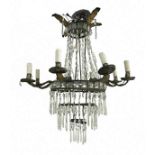 Nymph chandelier with leaves in light brass, XVIII / XIX century