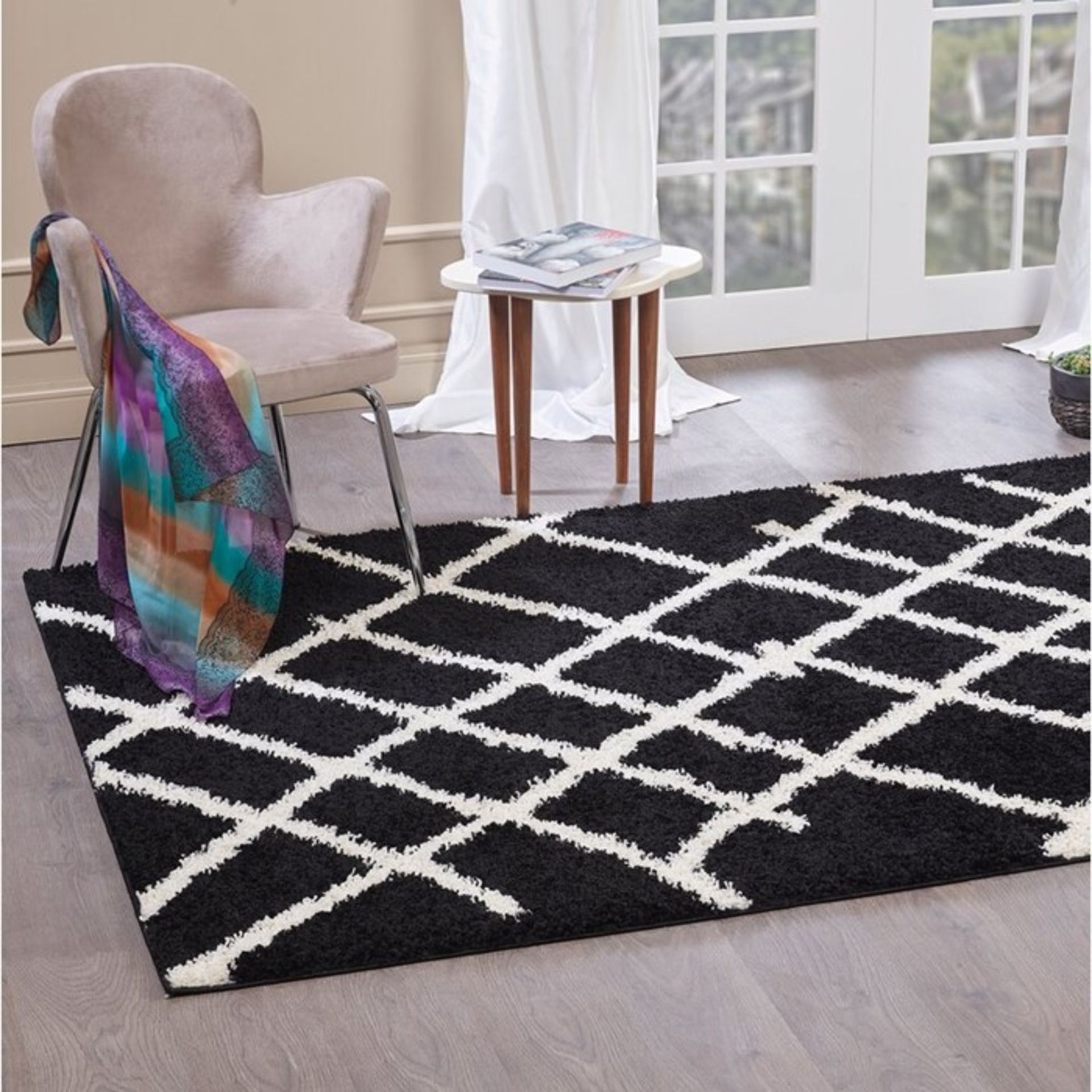 Wrought Studio,Charland Shaggy Contemporary Black Rug160 cm x 230 cm RRP -£69.99 (9028/8 -VARG1837)