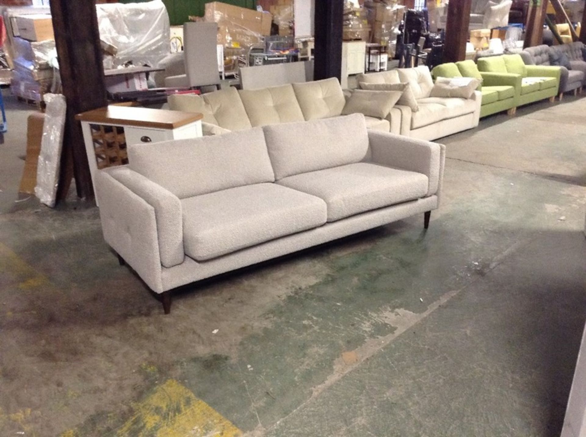 LIGHT GREY FABRIC 3 SEATER SOFA WM22 K197