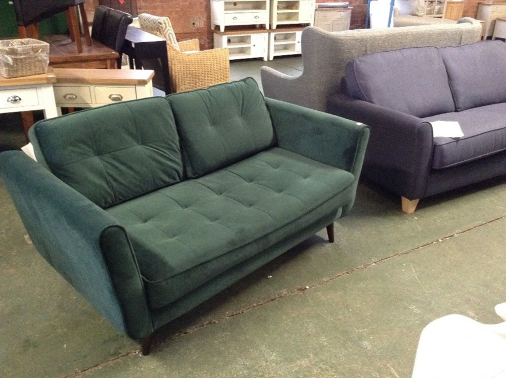 GREEN VELVET 2 SEATER SOFA WM24 K220