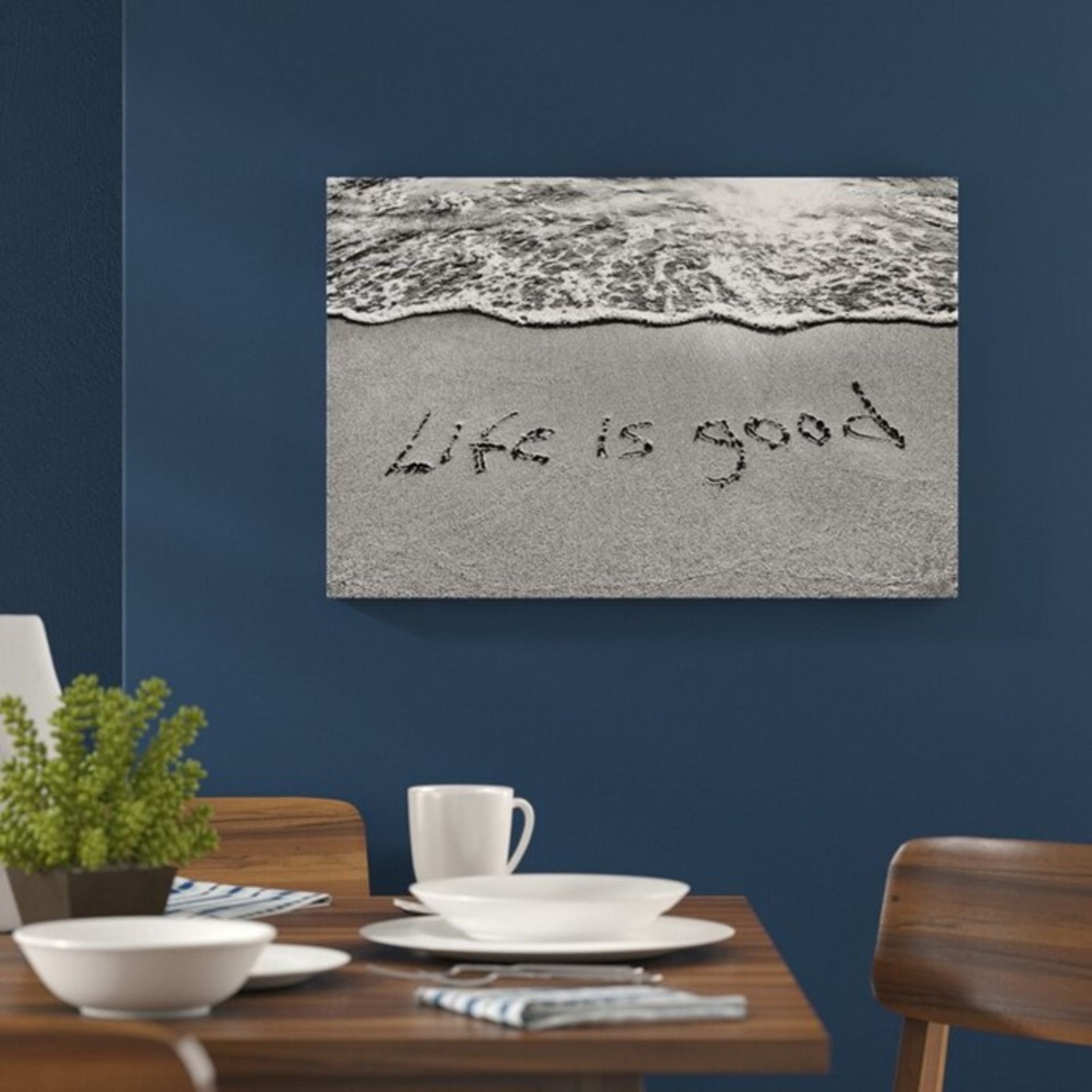 Home Loft Concept,Lettering in Sand Life is Good in Monochrome Wall Art on Canvas RRP -£39.99 (