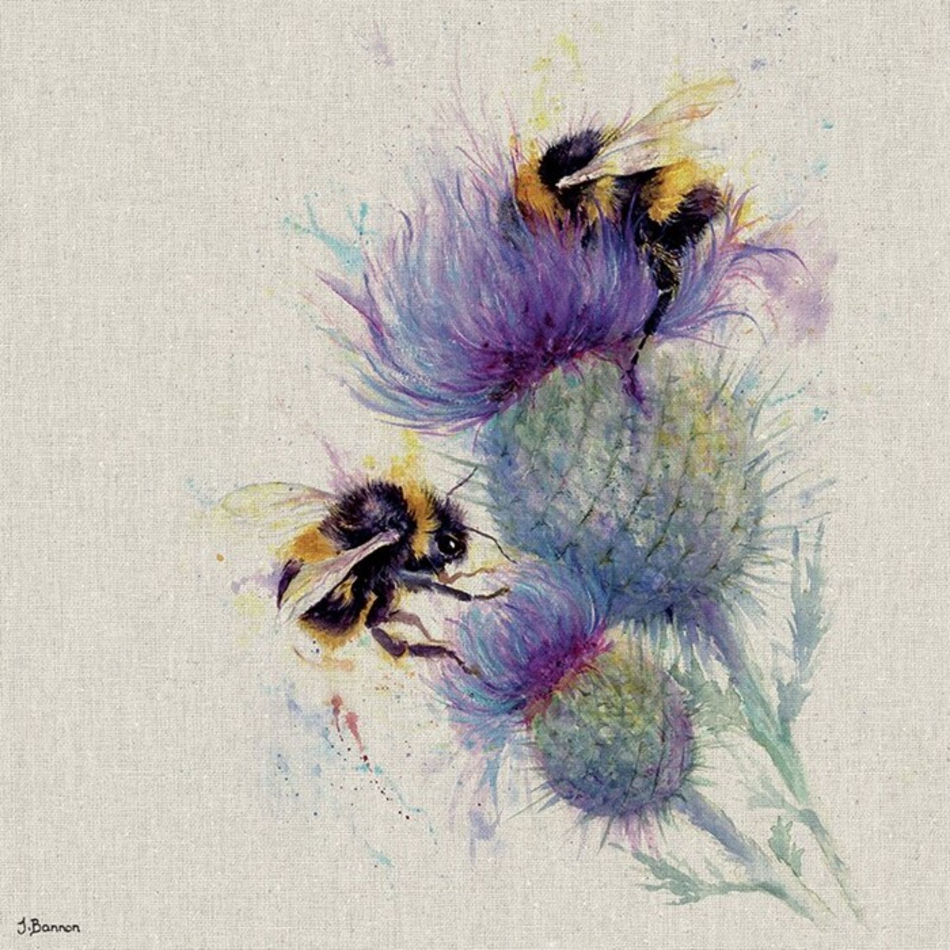 East Urban Home,'Bees on Thistle' by Jane Bannon PrintRRP -£20.82 (15368/6 -CACA9720)