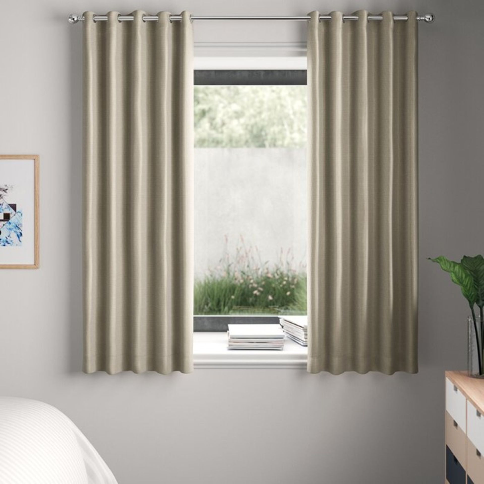 Brambly Cottage, Falkner Eyelet Room Darkening Thermal Curtains Colour: Grey, Size per Panel: 168