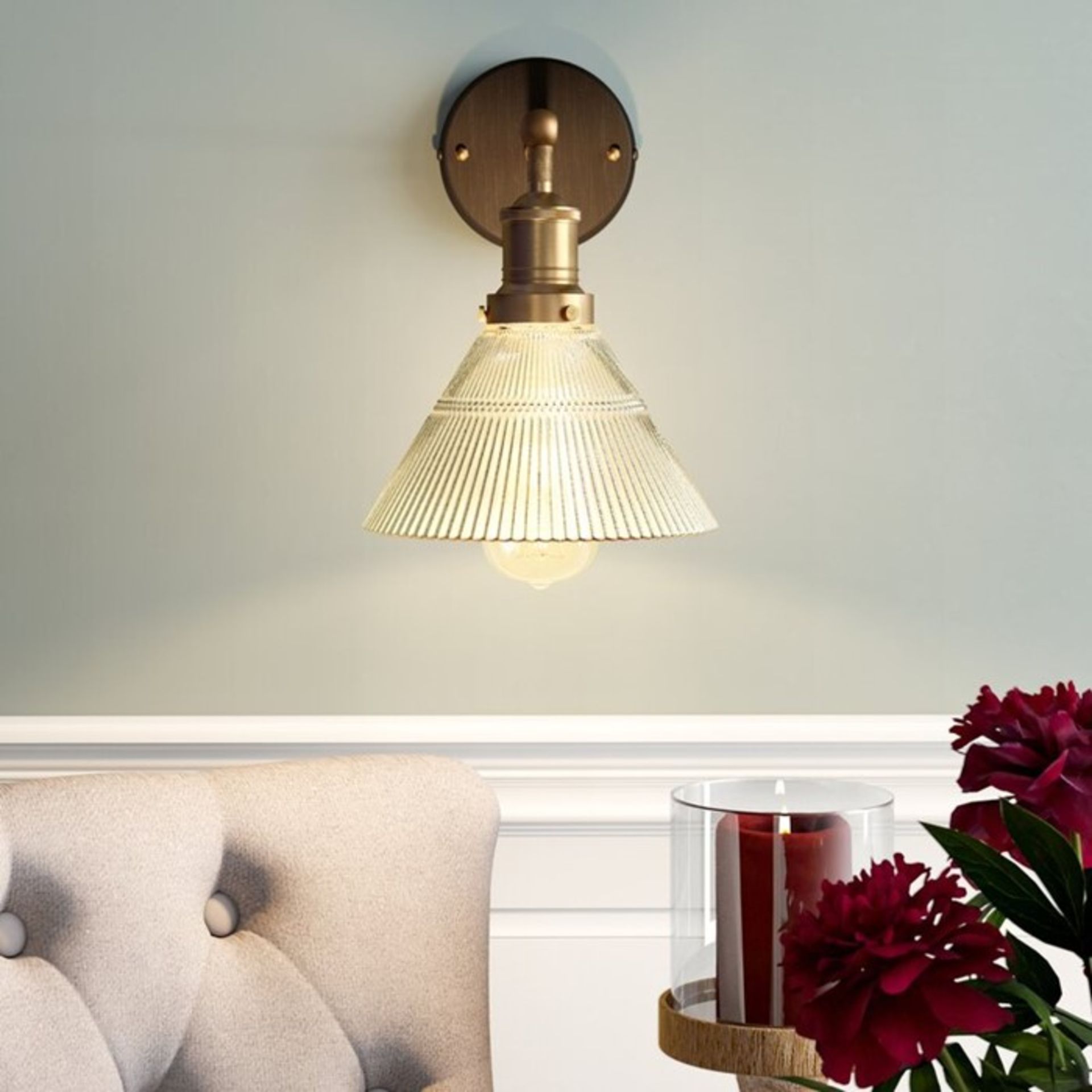 Industville, Brooklyn 1-Light Armed Sconce (BRASS) x 2 - RRP £76.99 (VILE1134 - 15931/17 - 15931/24)