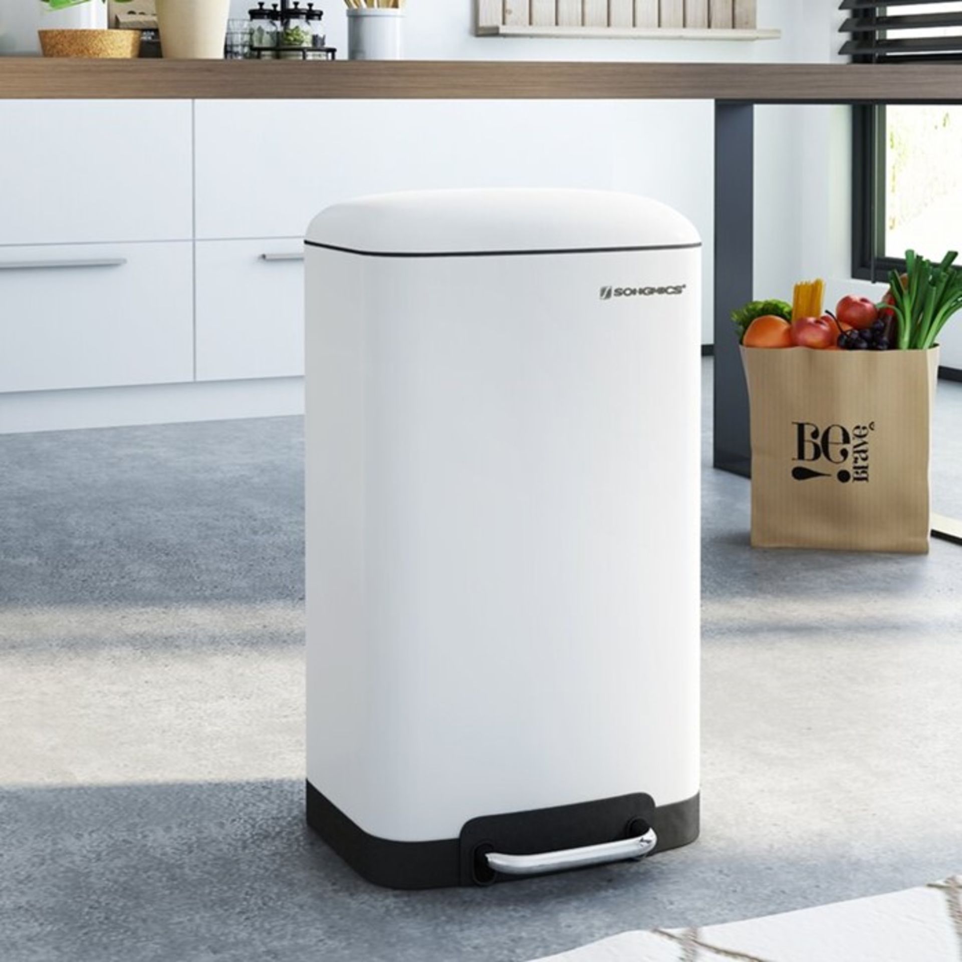 Symple Stuff, Kitchen 30 Litre Step On Rubbish Bin (WHITE) - RRP £58.99 (SNGM1145 - 20996/7) 2G