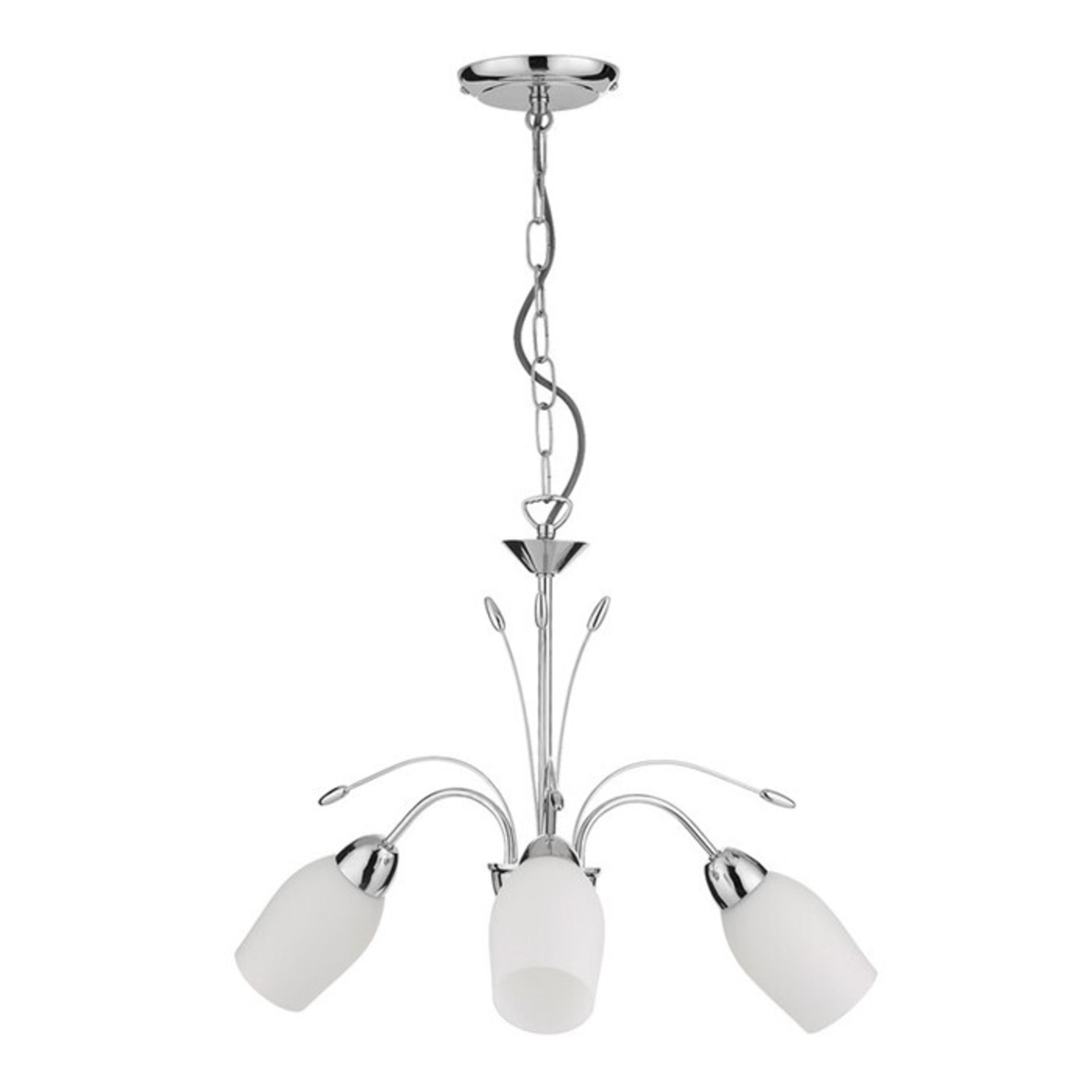 Marlow Home Co., Bronte 3-Light Shaded Chandelier (CHROME WHITE GLASS) - RRP £66.98 (UEL1448 -