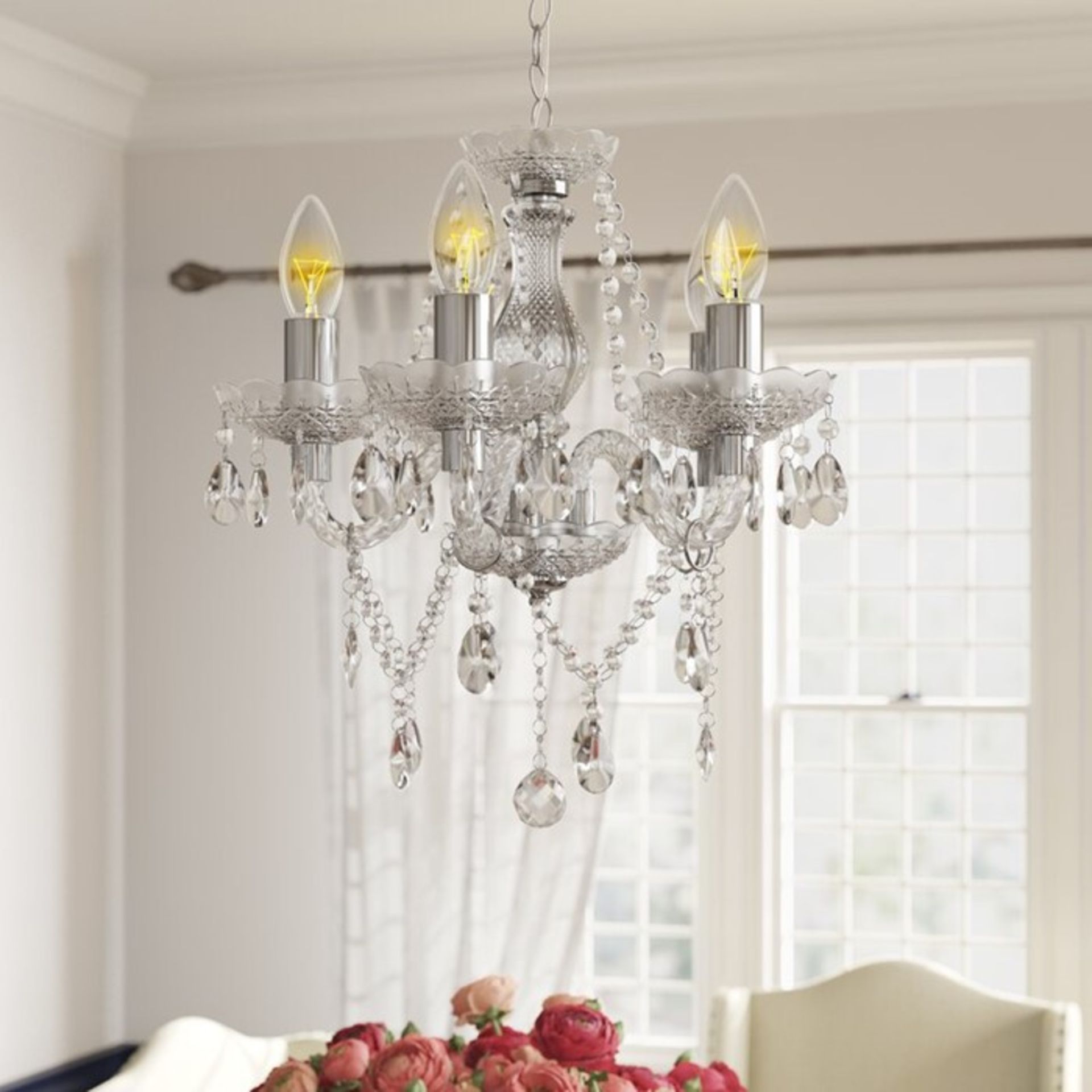First Choice Lighting, Marie Therese 5-Light Candle-Style Chandelier (CLEAR AND CHROME) - RRP £55.99