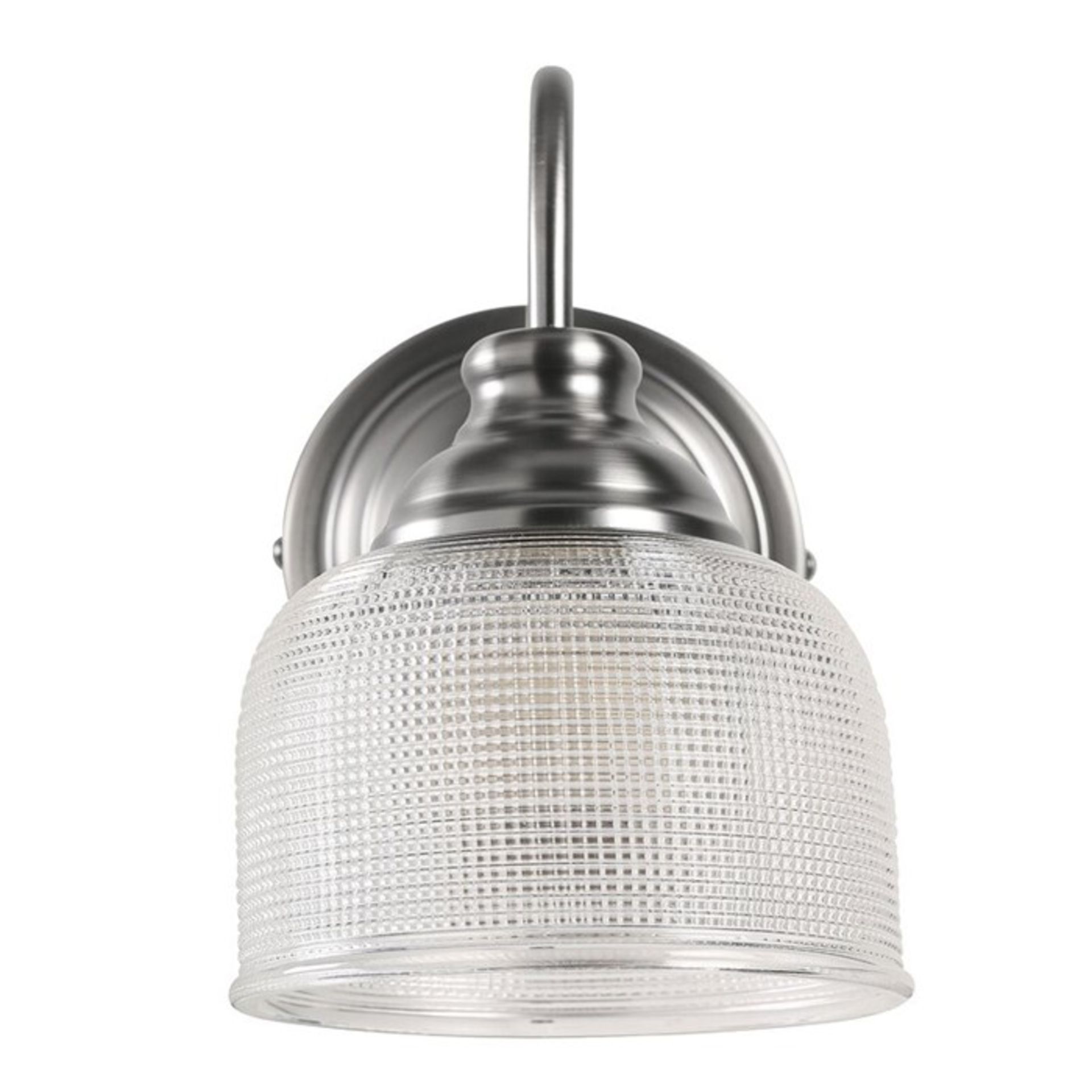 Marlow Home Co., Axl 1-Light Armed Sconce (ANTIQUE CHROME AND TEXTURED GLASS) - RRP £25.99 (