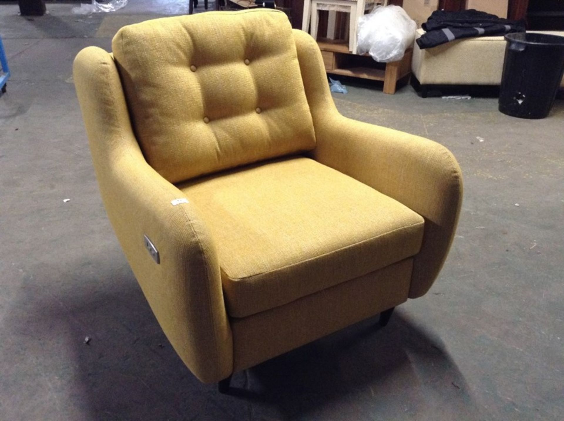 EX SHOWROOM YELLOW FABRIC ELECTRIC RECLINING CHAIR