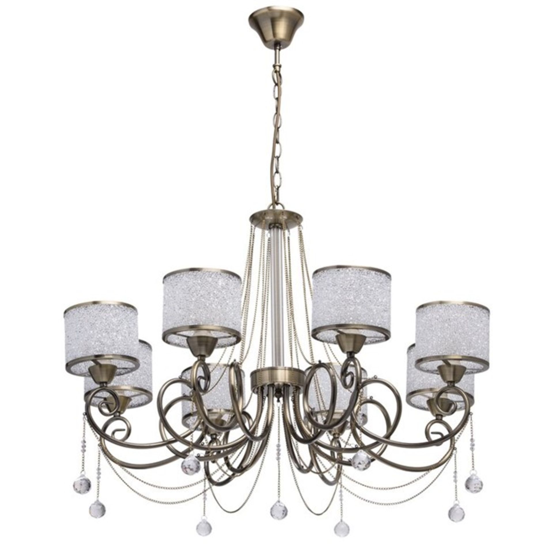 MW-LIGHT, Classic 8-Light Shaded Chandelier (ANTIQUE BRASS) - RRP £118.99 (JLIG1012 - 10469/18) 7D