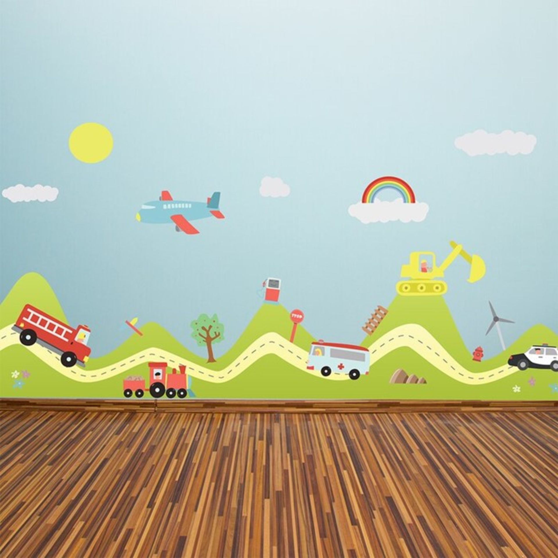 East Urban Home, Happy Hills Happy Cars Wall Sticker - RRP £11.36 (EUBH3569 - 15435/52) 1D