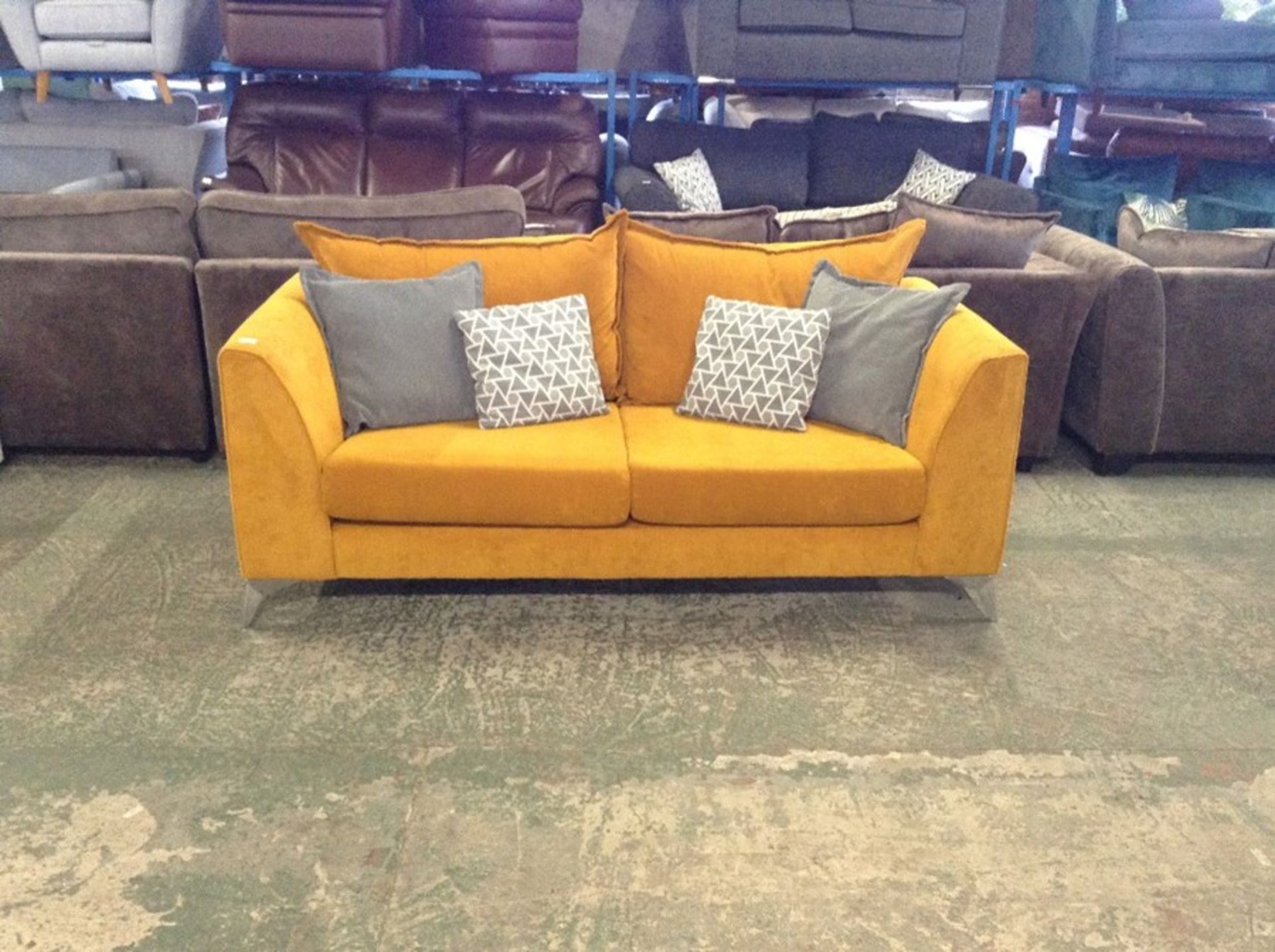 ORANGE FABRIC 3 SEATER SOFA (HH24-685586-3)