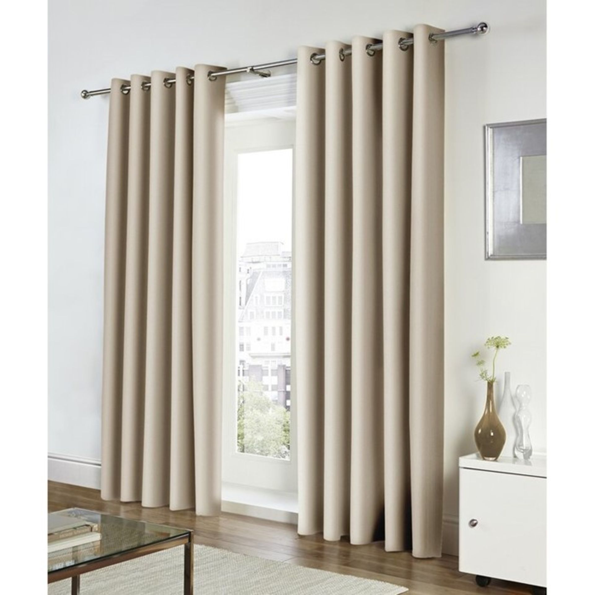 17 Stories, Charleena Eyelet Curtains (168X137CM)(NATURAL) - RRP £42.99 (EANS1034 - 21605/39) 1B