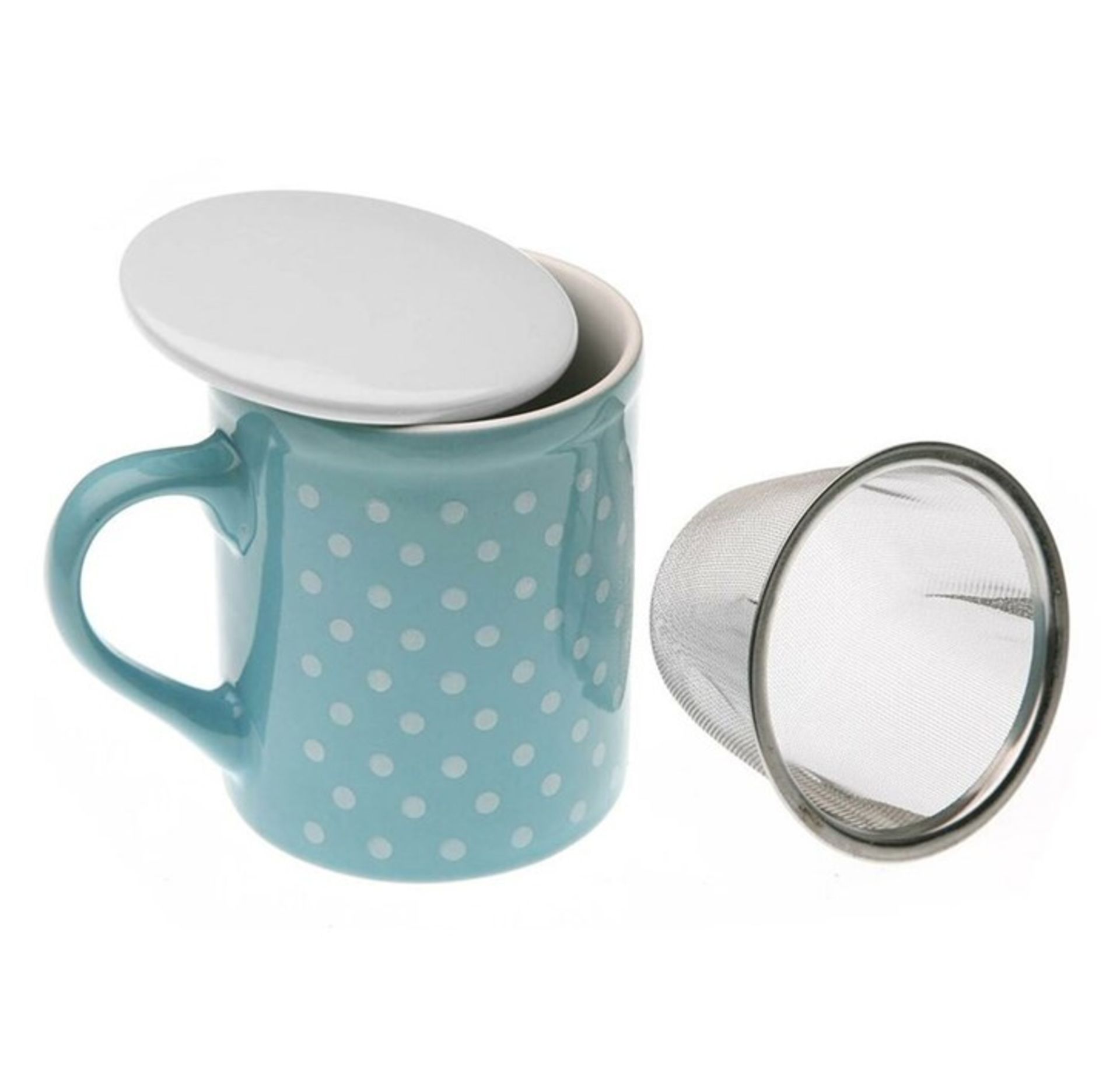 Brambly Cottage, Tea Mug with Lid and Filter X 6 (BLUE) - RRP £5.41 (HOKU1597 - 21441/26 - 21441/