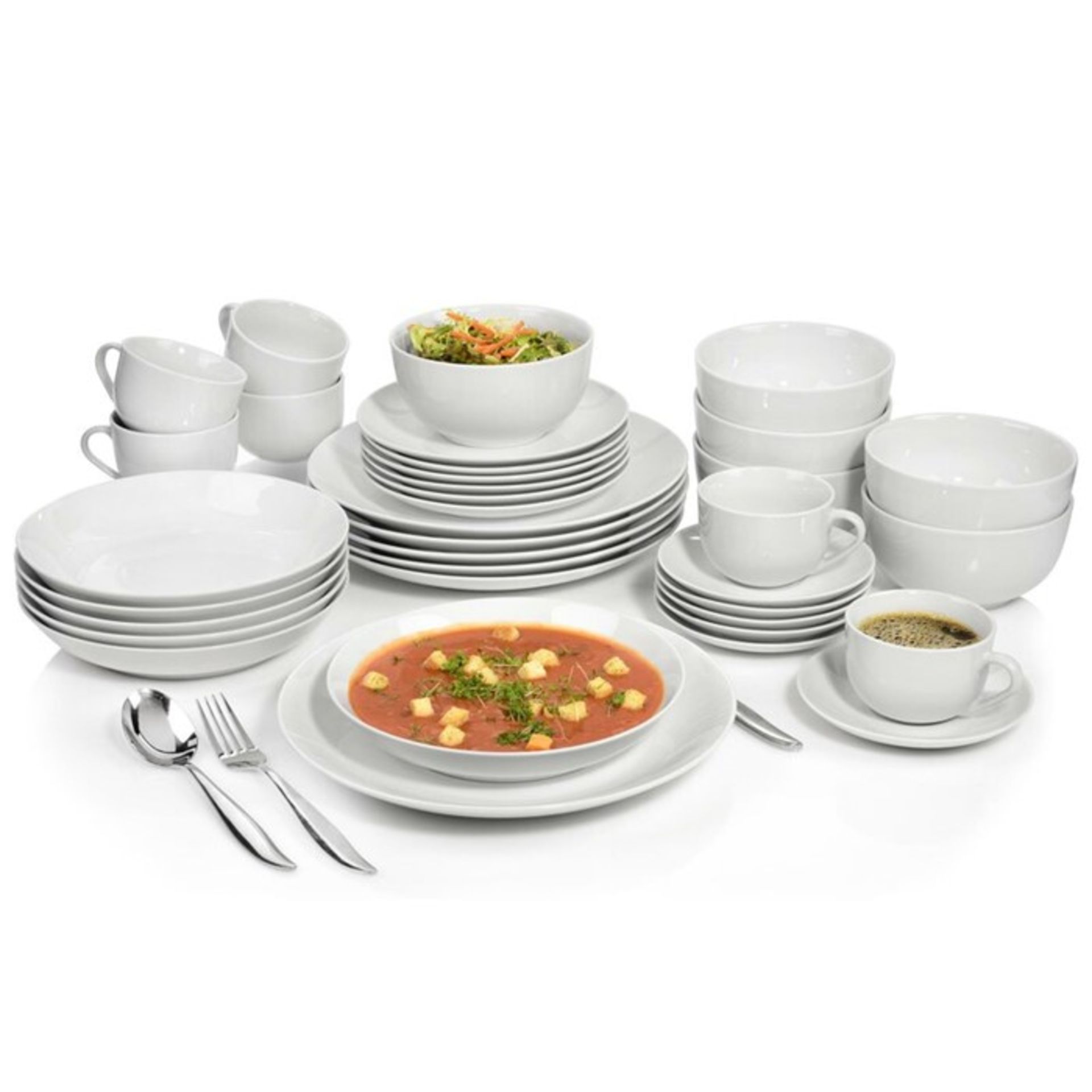 Sänger, New Port 36 Piece Porcelain China Dinnerware Set, Service for 6 - RRP £71.99 (SFHH1103 -