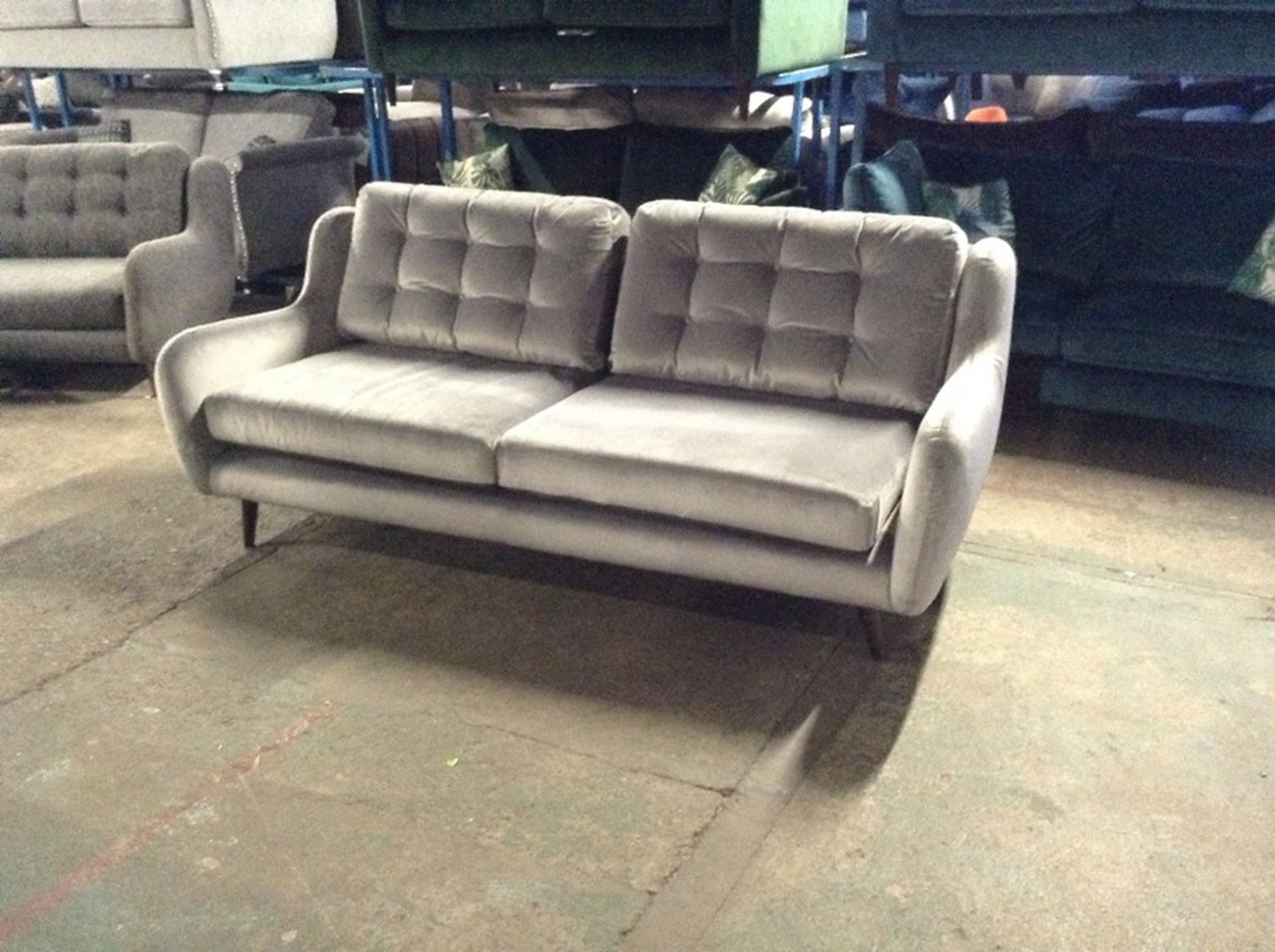 GREY VELVET 3 SEATER SOFA WM29-K330