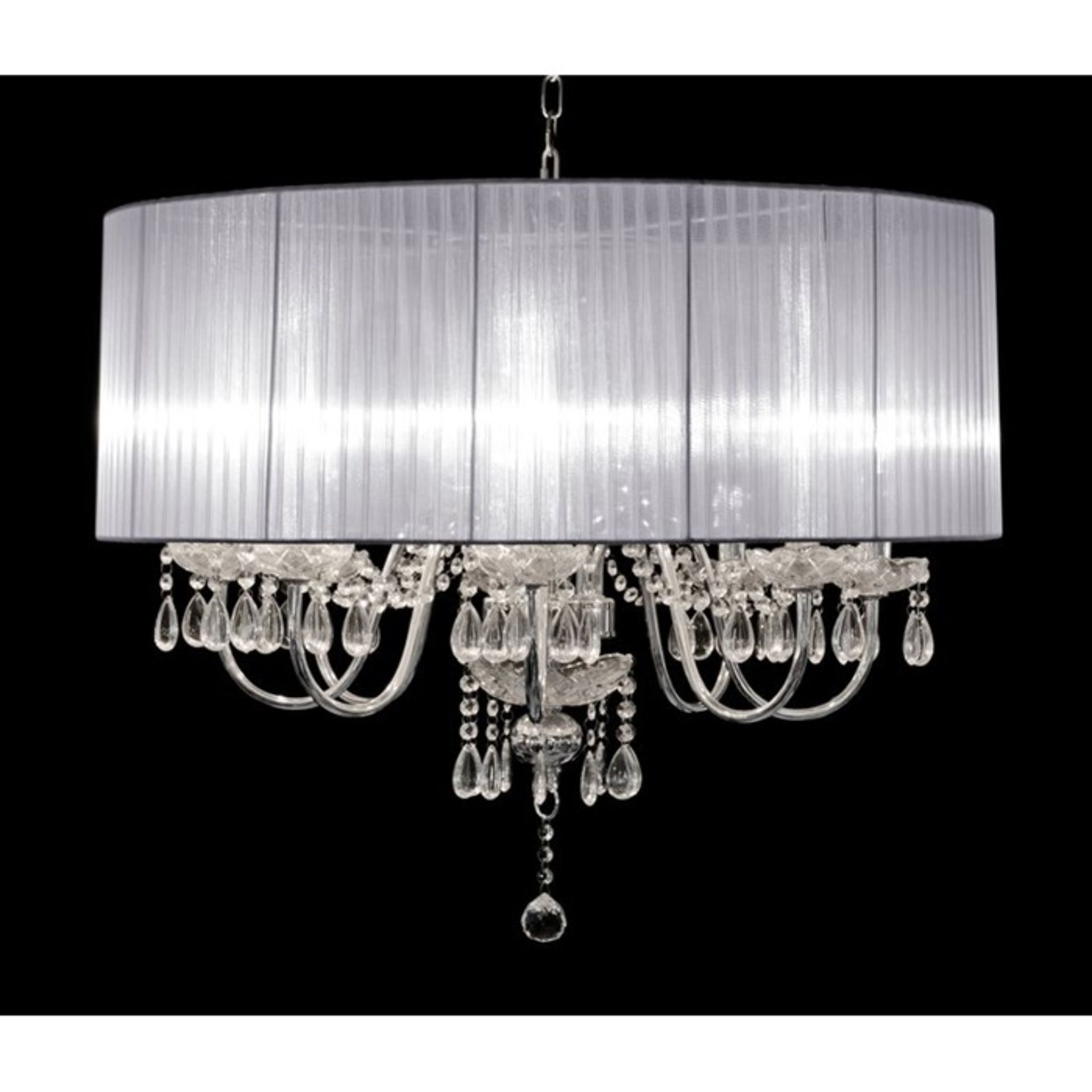 House Additions, Laurent 8 Light Drum Chandelier (WHITE) - RRP £230.99 (HES6519 - 4069/30) 7G