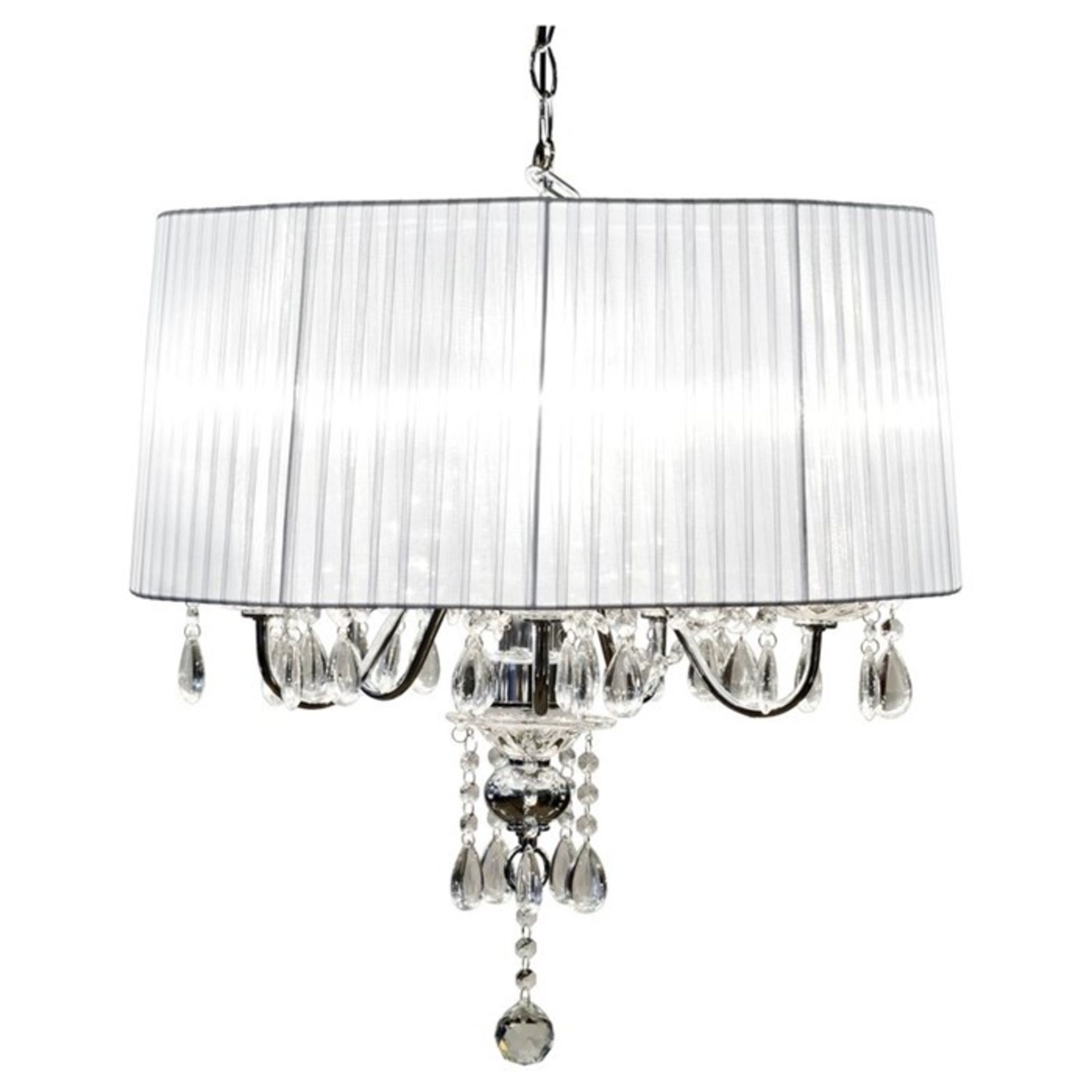 Fairmont Park, WARWICK 5 LIGHT CHANDELIEN (BASE SILVER SHADE CREAM) - RRP £130.99 (HOHA1419 - 4069/