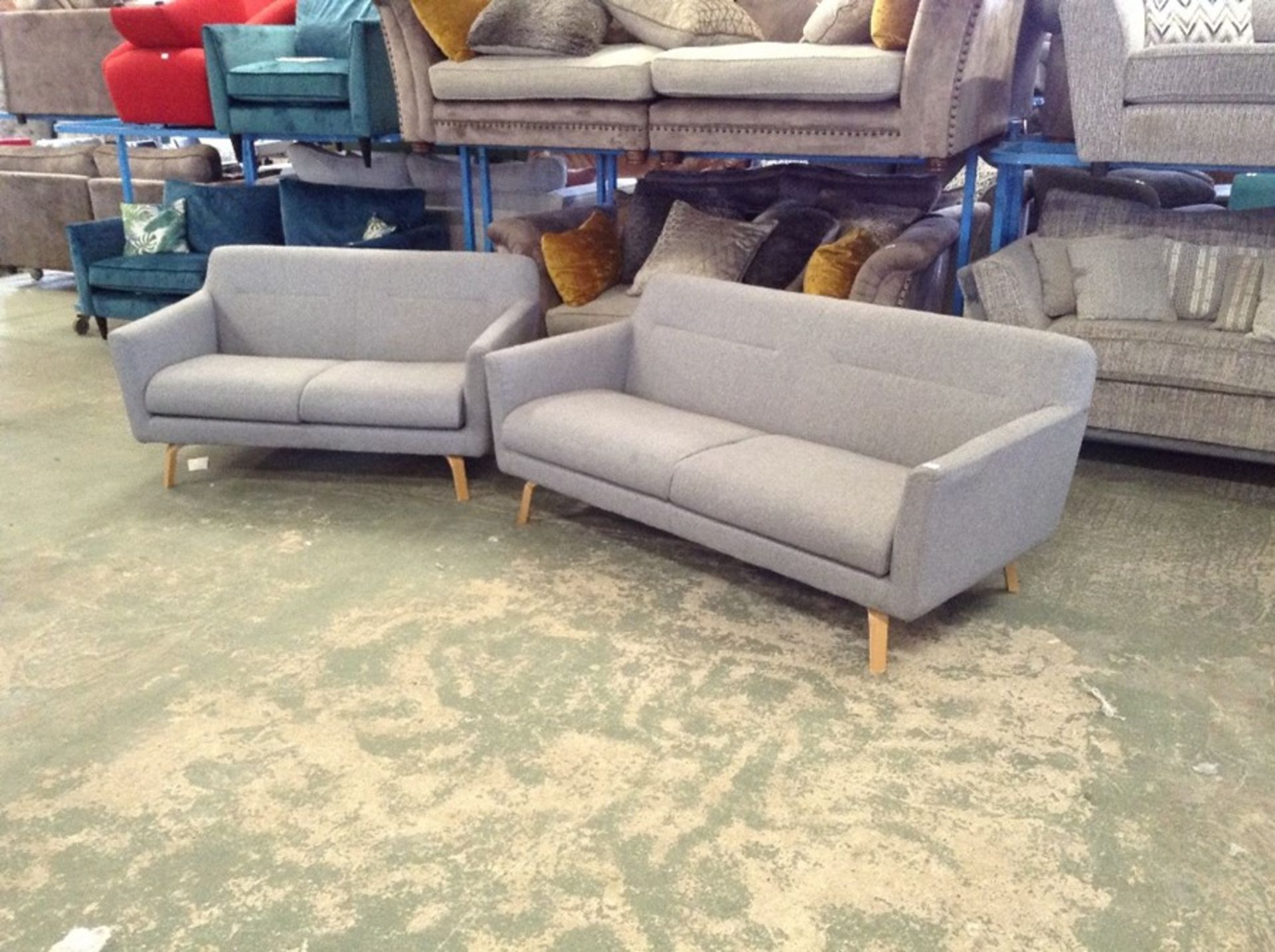 GREY FABRIC 3 SEATER & 2 SEATER