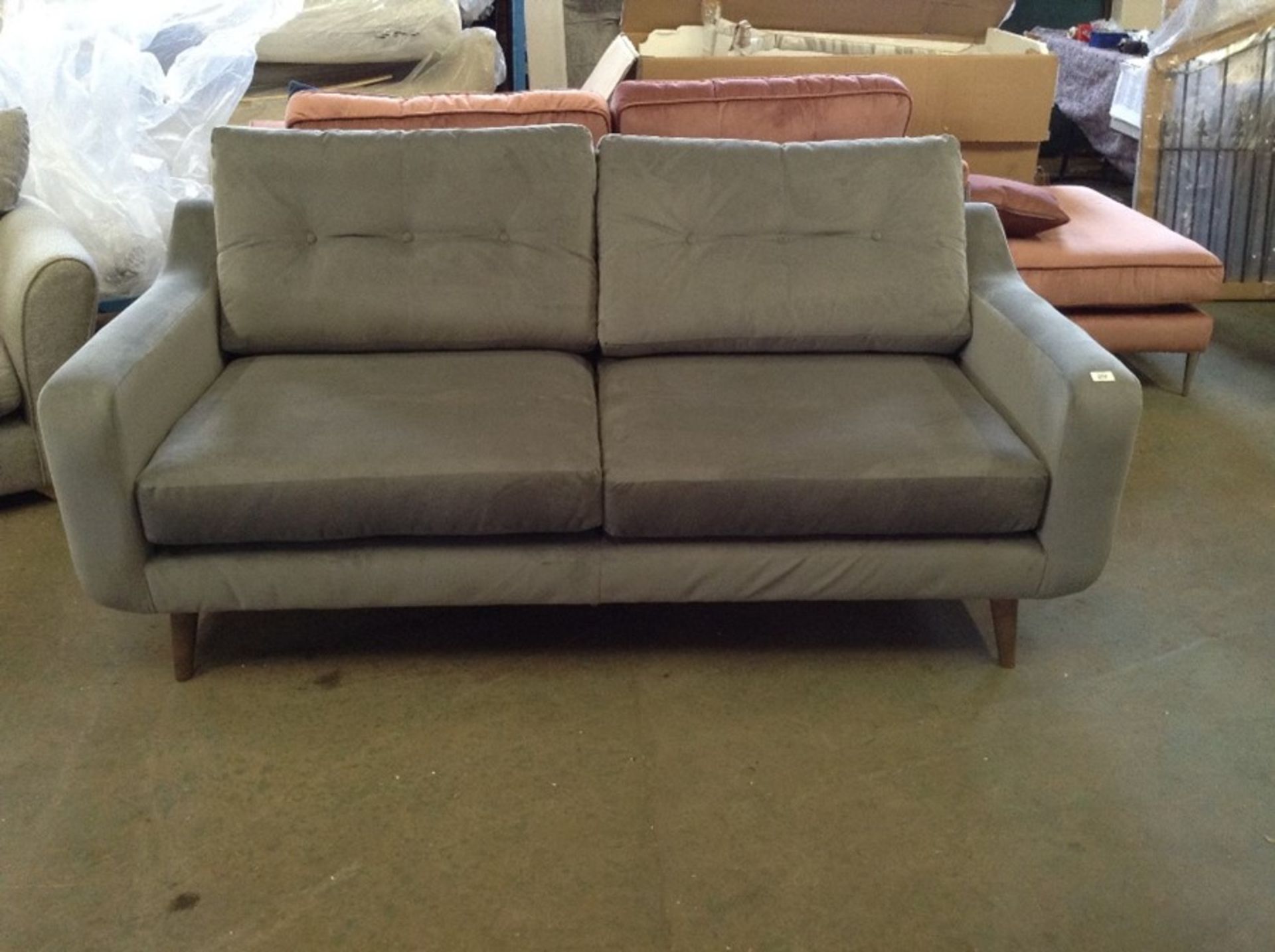 GREY VELVET 2 SEATER SOFA WM30-K346