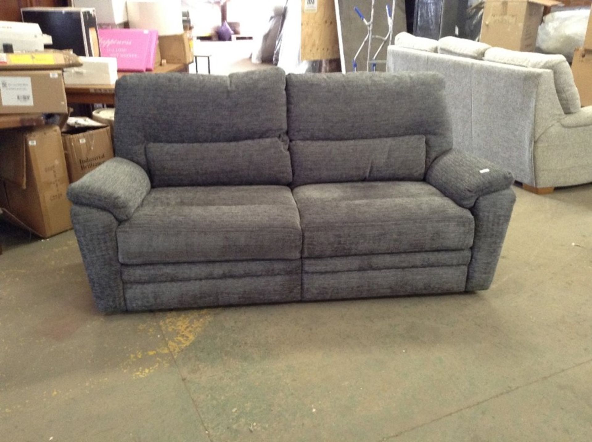 GREY FABRIC HIGH BACK 3 SEATER SOFA TR002135-W0078