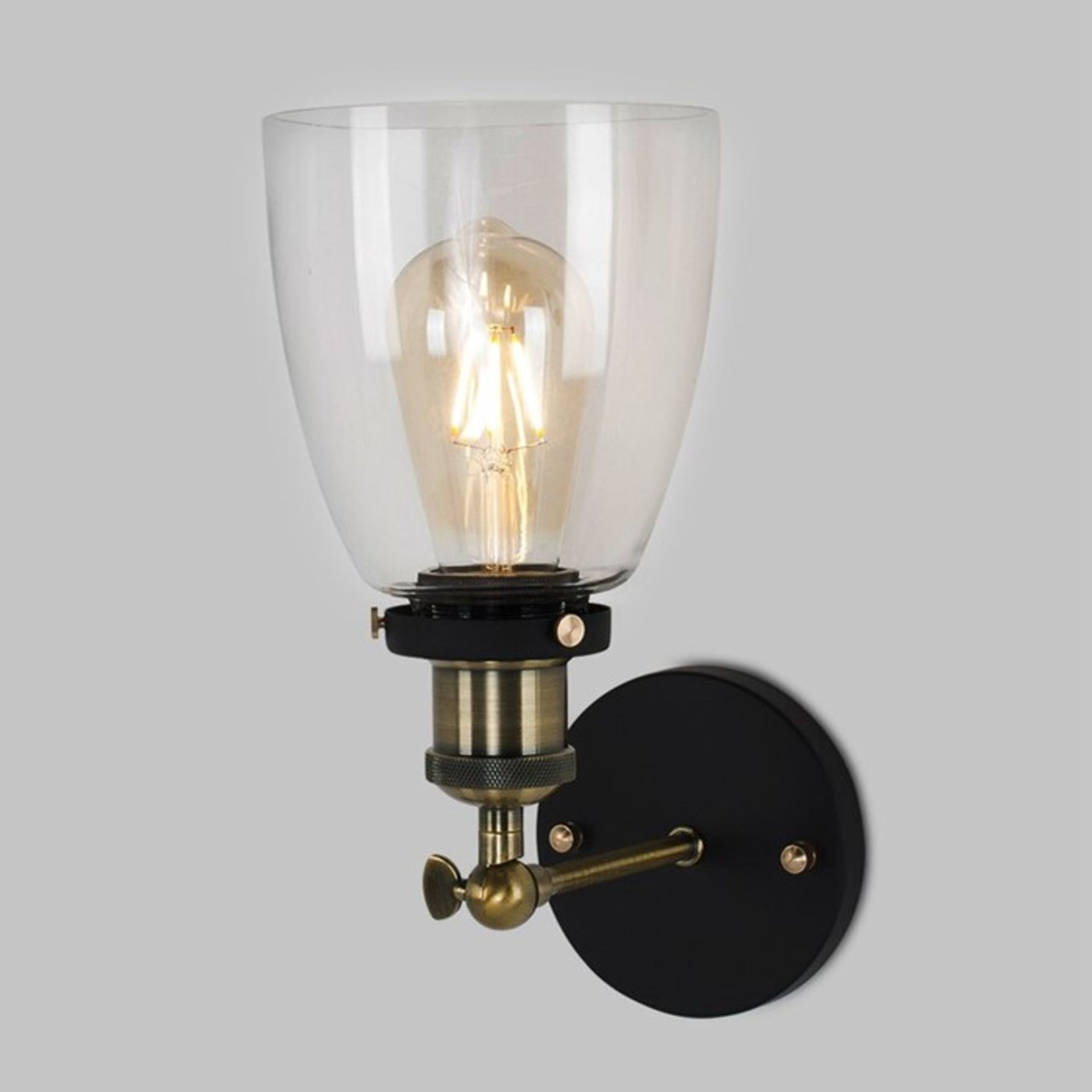 Borough Wharf, Kelly 1-Light Armed Sconce (ANTIQUE BRASS WITH CLEAR SHADE) - RRP £22.99 (