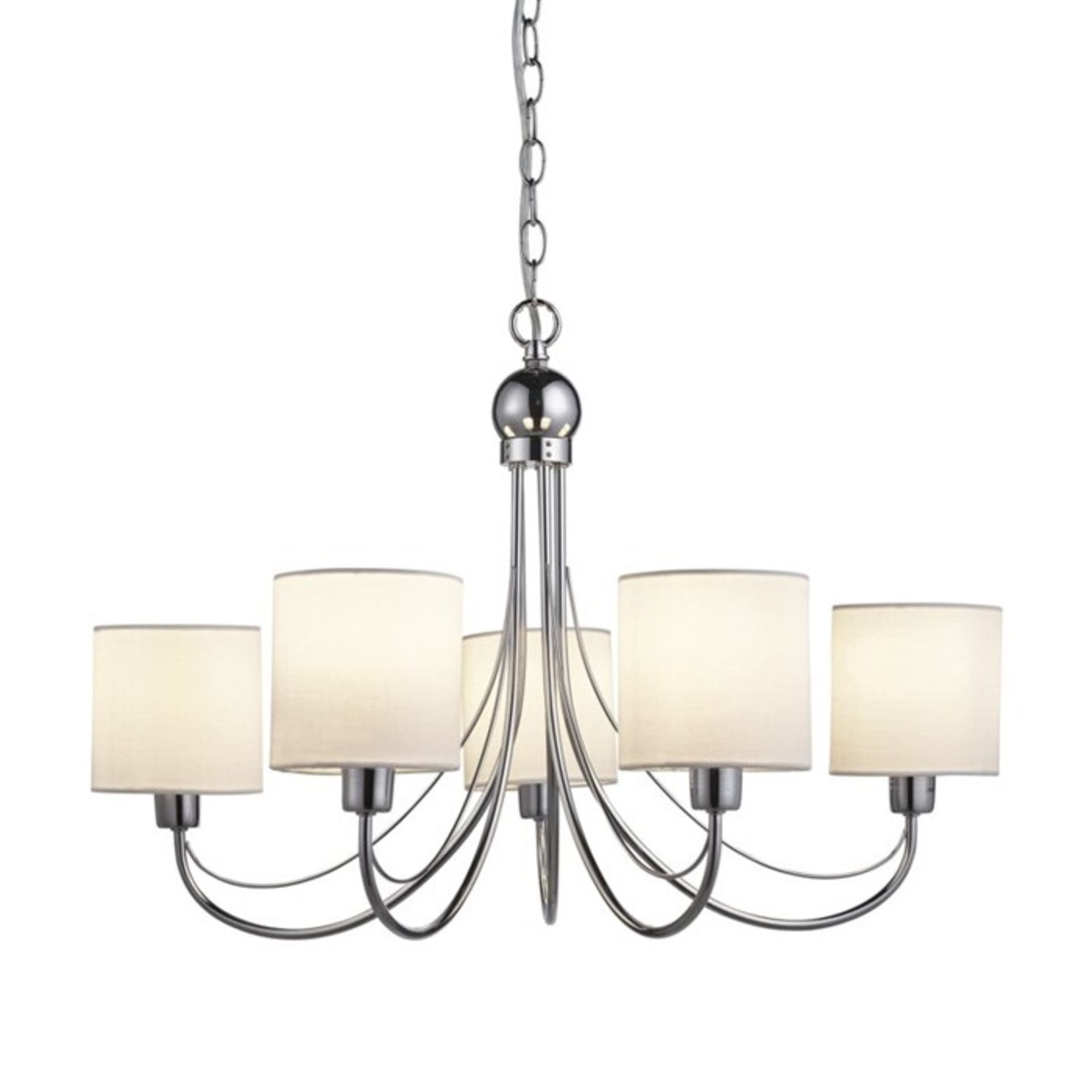 Marlow Home Co., Melanson 5-Light Shaded Chandelier (CHROME/WHITE LINEN SHADE) - RRP £75.99 (