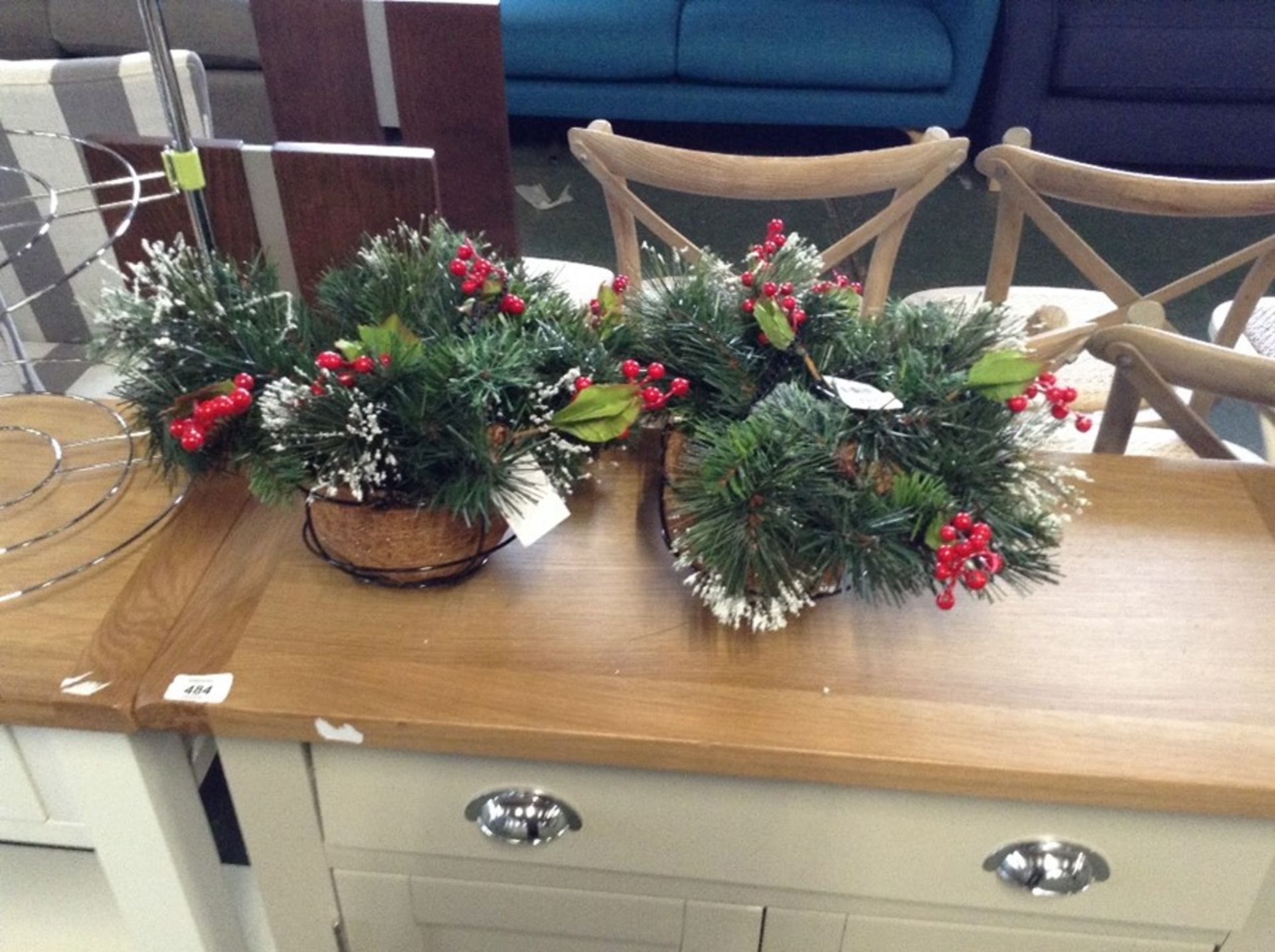 The Seasonal Aisle,Wintry Hanging Pine Plant in Basket RRP -£28.99 (HL8 - 14/24 -BF940711) X 2