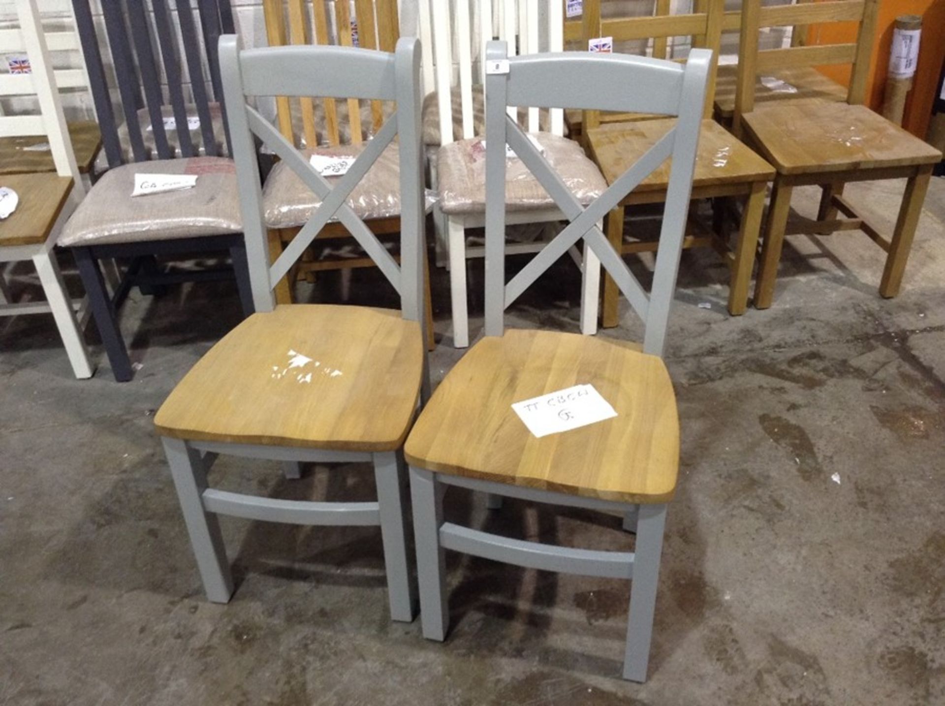 2 X Suffolk Grey Painted Oak Crossback Chair With