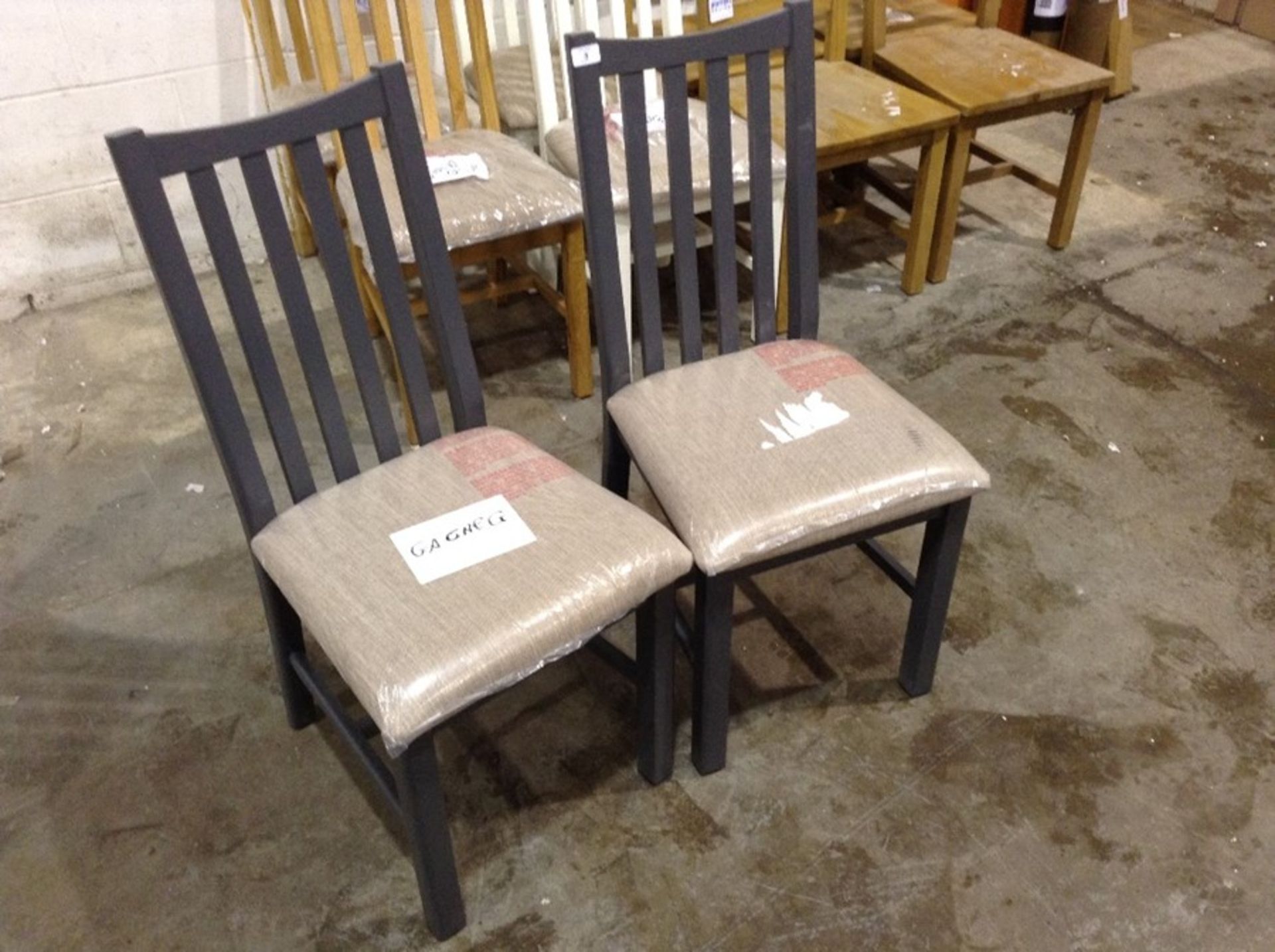 2 X Gloucester Blue Painted Oak Chair Fabric Seat