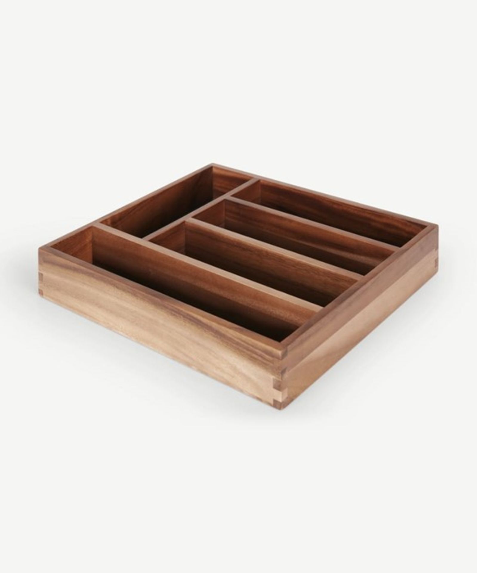 | 1x|Made.com Clover Acacia Wood Cutlery Tray Dark Stain RRP Â£29MAD-KACCLO009NAT-UK (1j0441/11) 5F