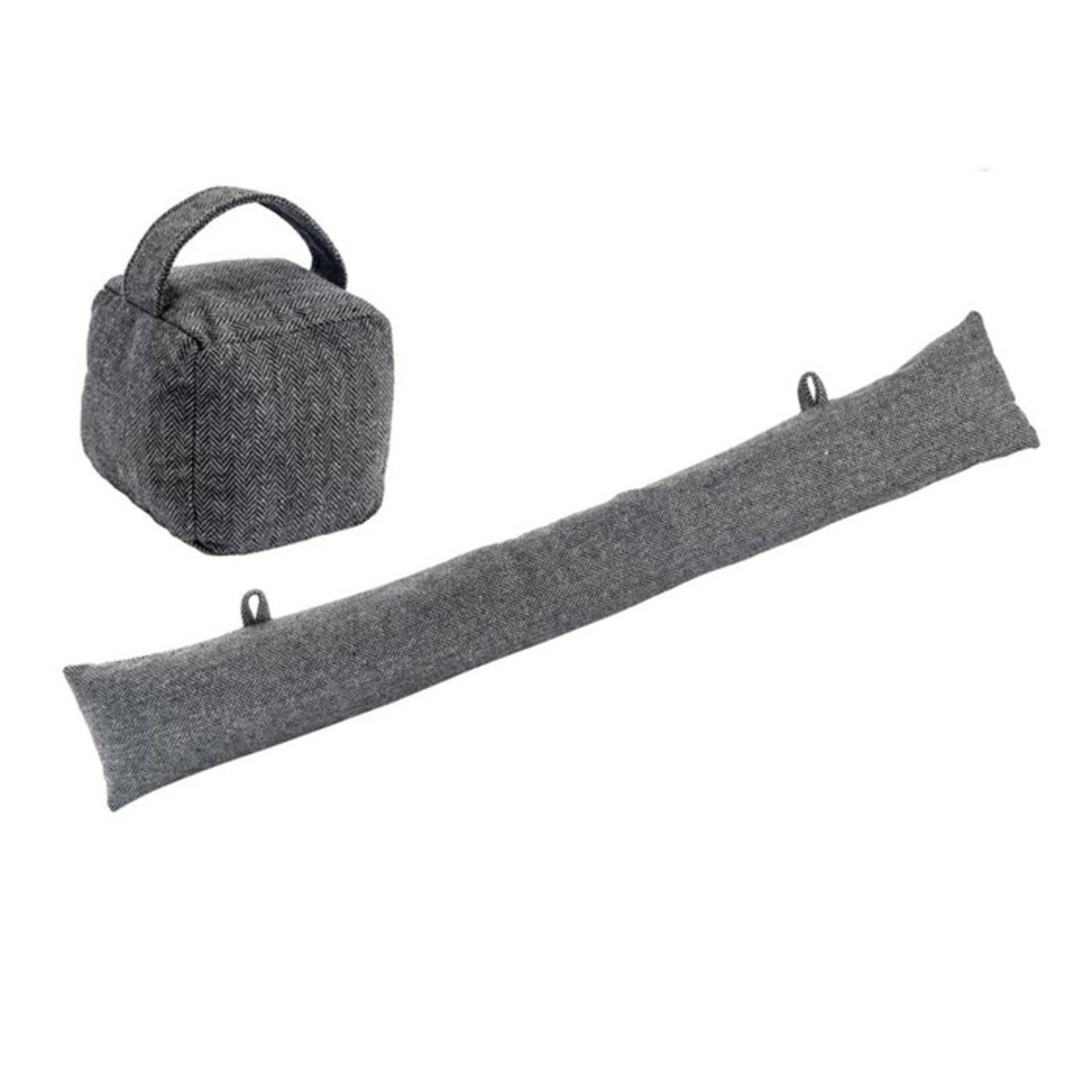 Nicola Spring, 2 Piece Herringbone Fabric Draught and Floor Door Stop Set - RRP £14.99 (AWQE1802.