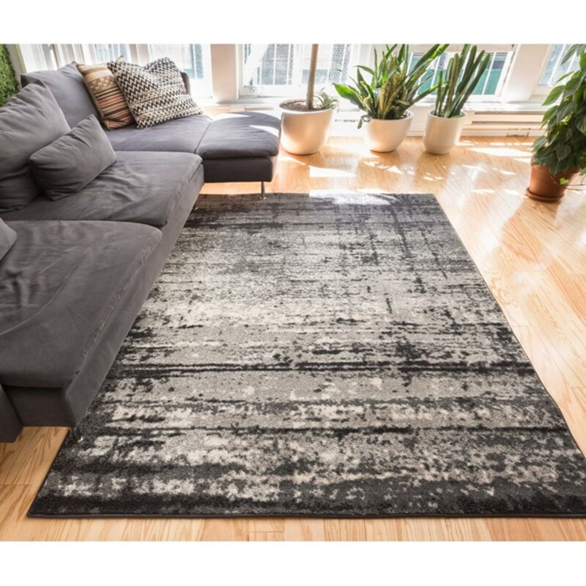 Well Woven,Sydney Vintage Distressed Crosby Charcoal Grey Rug (80X365)(18419/11 -WEWO1032) RRP £81.