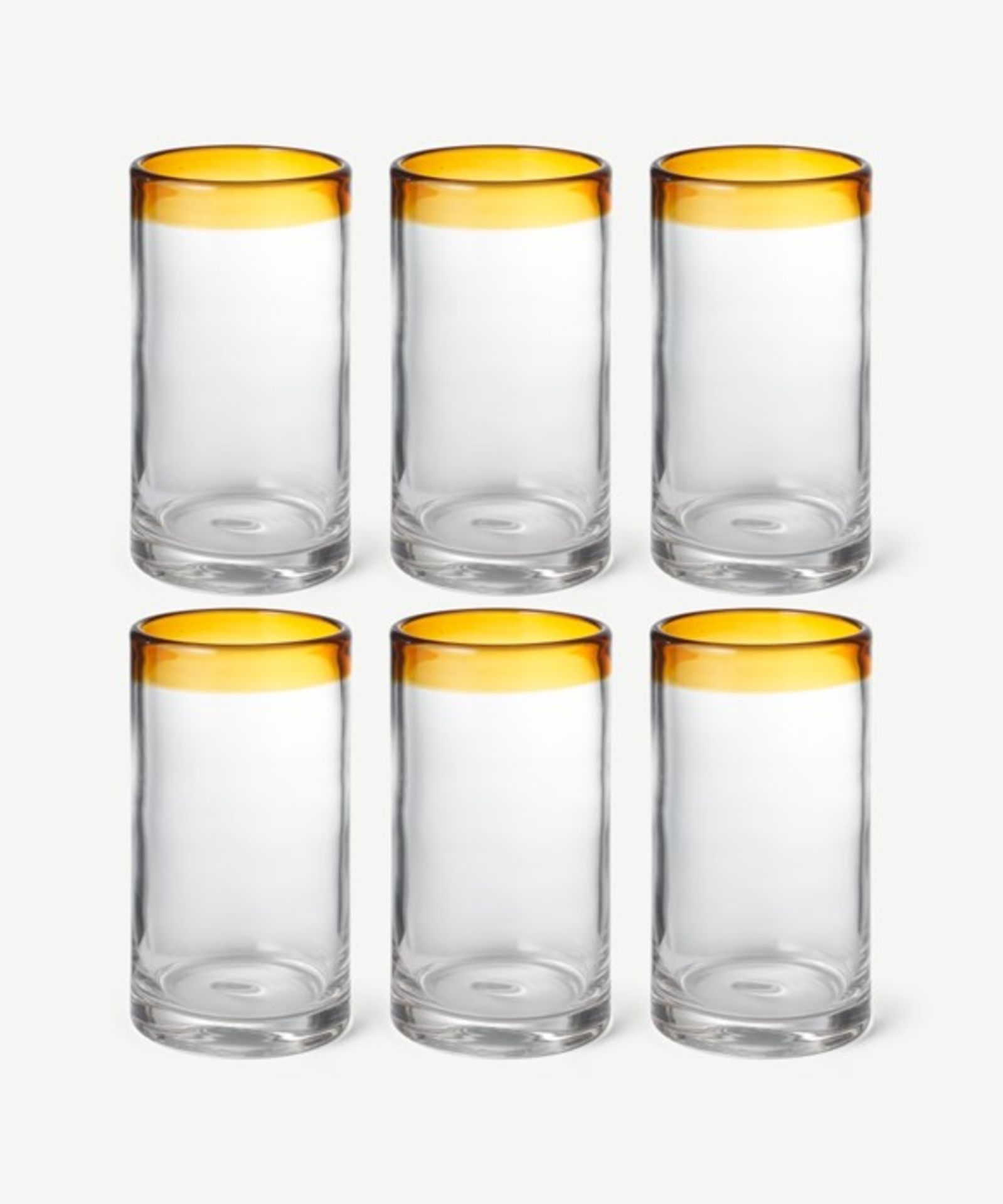 |1X|Made.com Kazan Set of 6 Rim Glass Highballs, Amber & Clear RRP Â£25|1j0474/14 -GSWKAZ002AMB-
