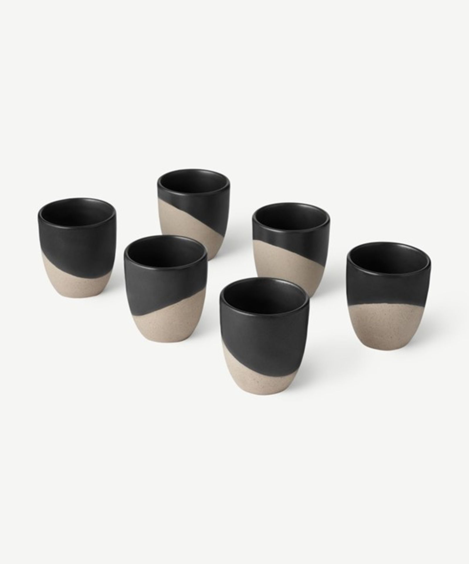 |1X|Made.com Osaka Set of 6 Mugs Black RRP Â£29|1j0474/13 -DWROSA005BLK-UK|SLIGHT CHIP IN ONE MUG (