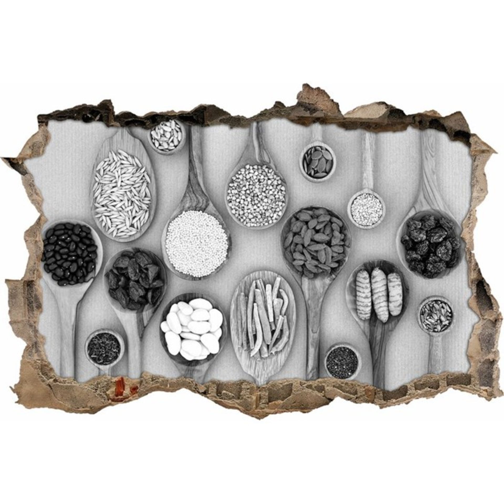 East Urban Home, Dried Super Health Food on Wooden Spoons Wall Sticker (ROLLED UP) - RRP £39.99 (