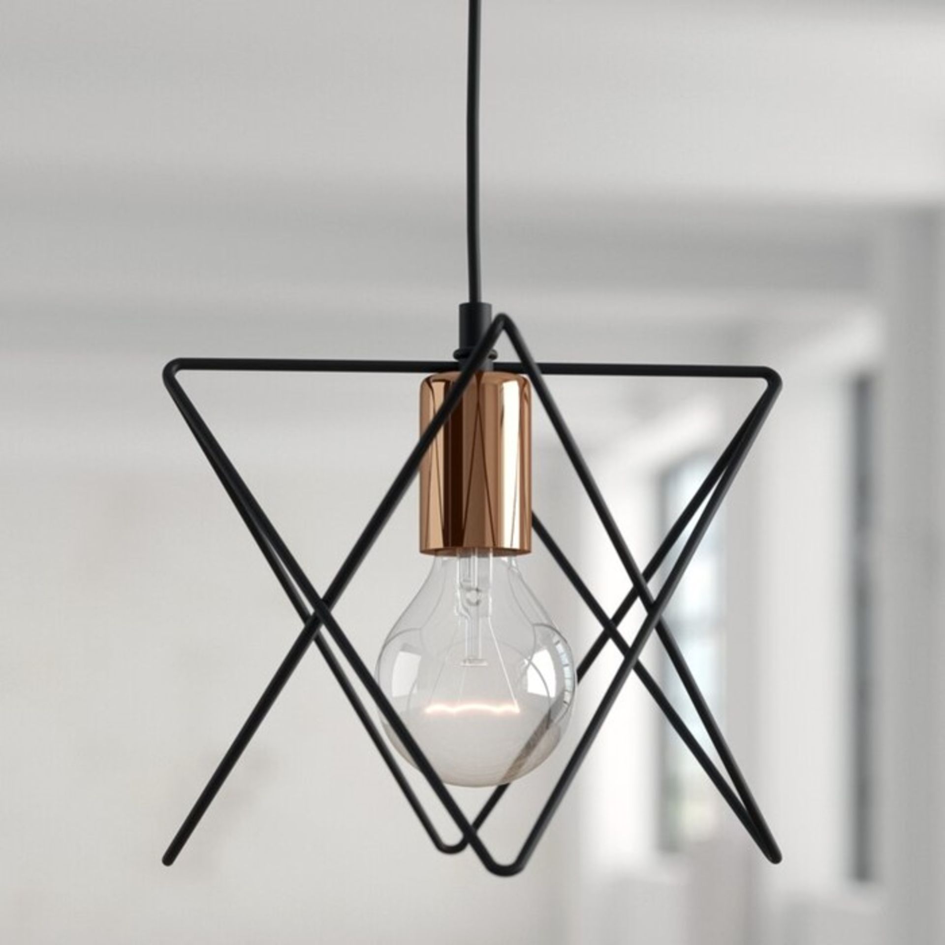 Borough Wharf, Lorenz 1-Light Geometric Pendant (BLACK & COPPER) - RRP £32.99 (DLI7740 - 13943/7)