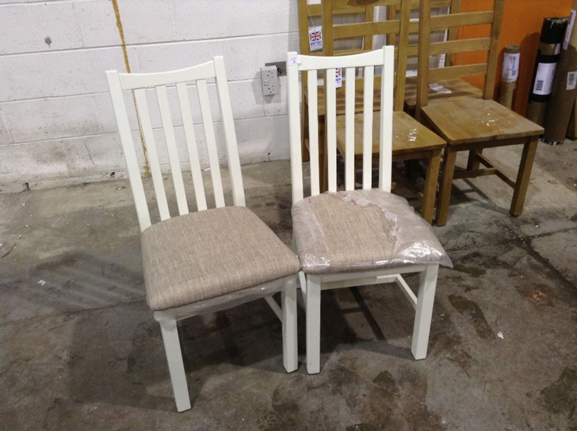 2 X Gloucester White Painted Oak Dining Chair Fabr