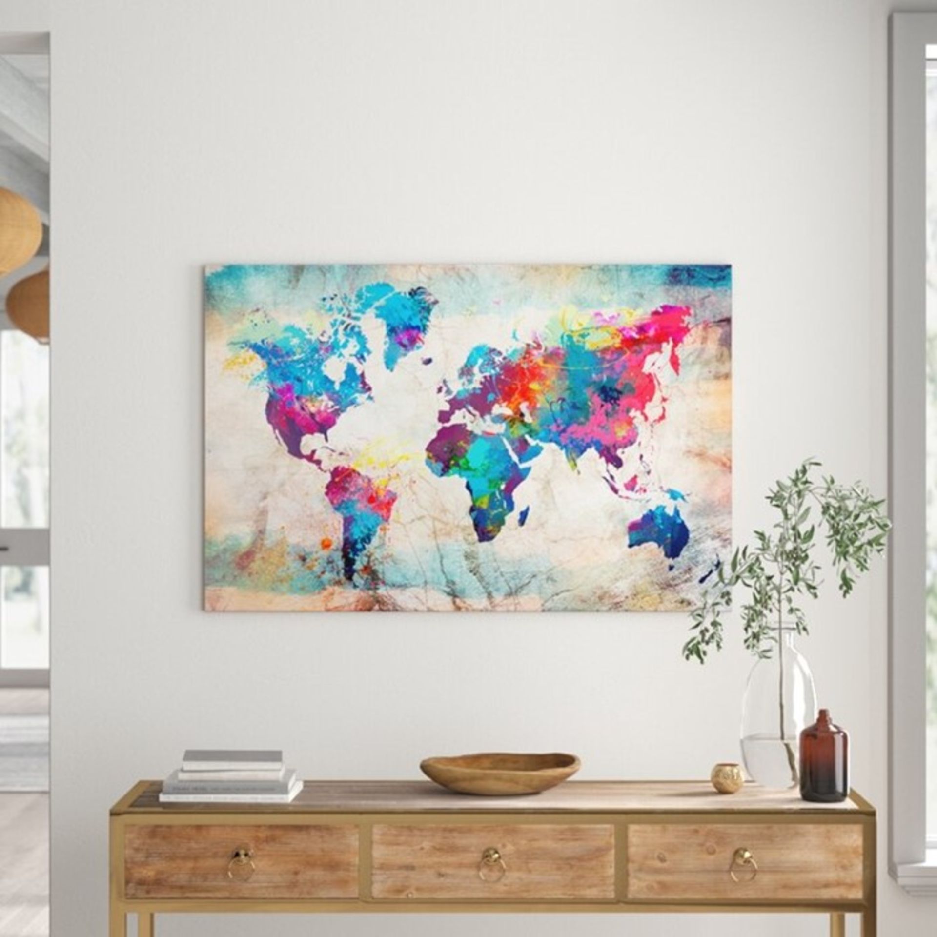 East Urban Home'World Map: Colourful Madness' Grap