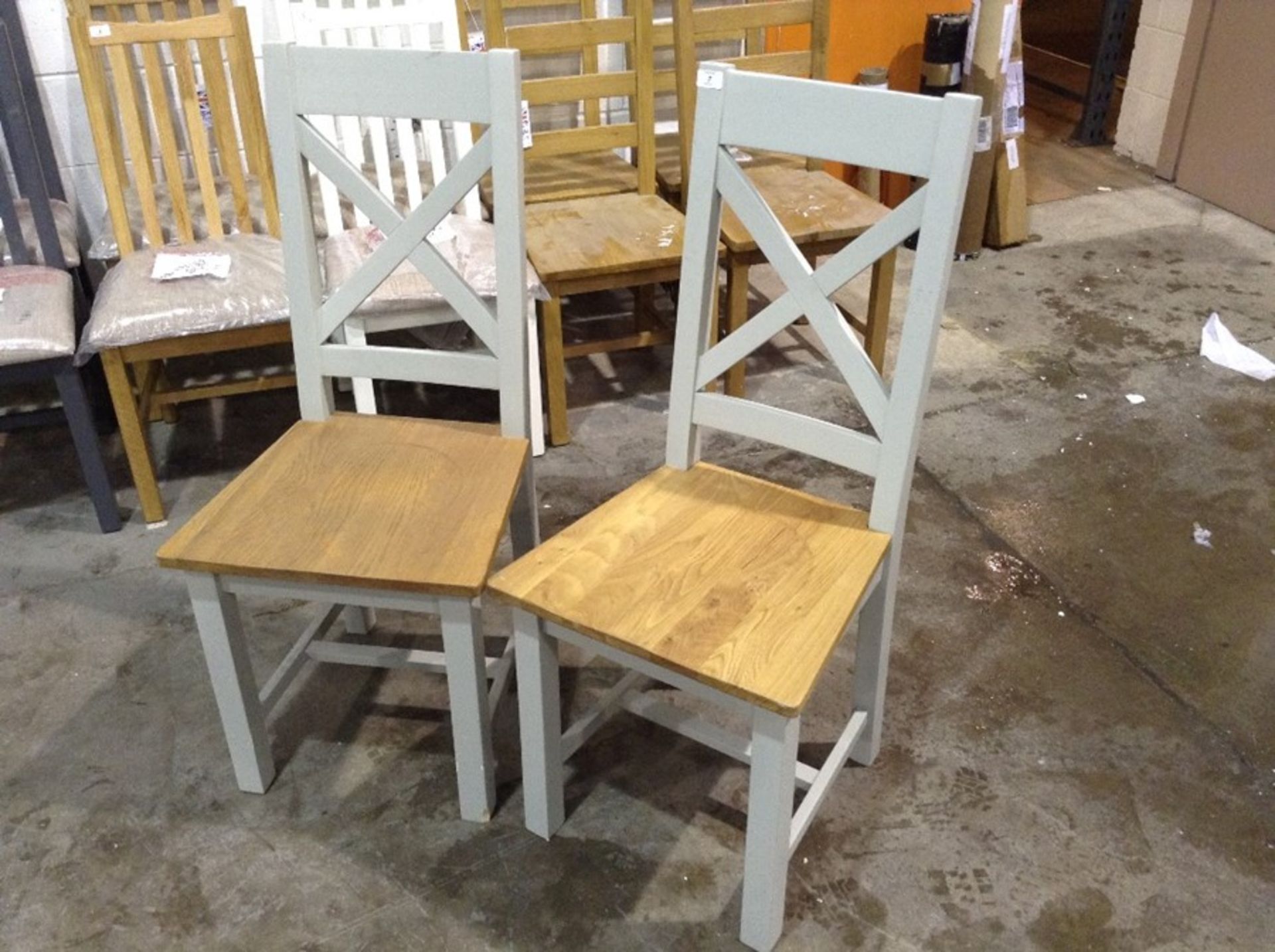 2 X Hampshire Grey Painted Oak Cross Back Dining C