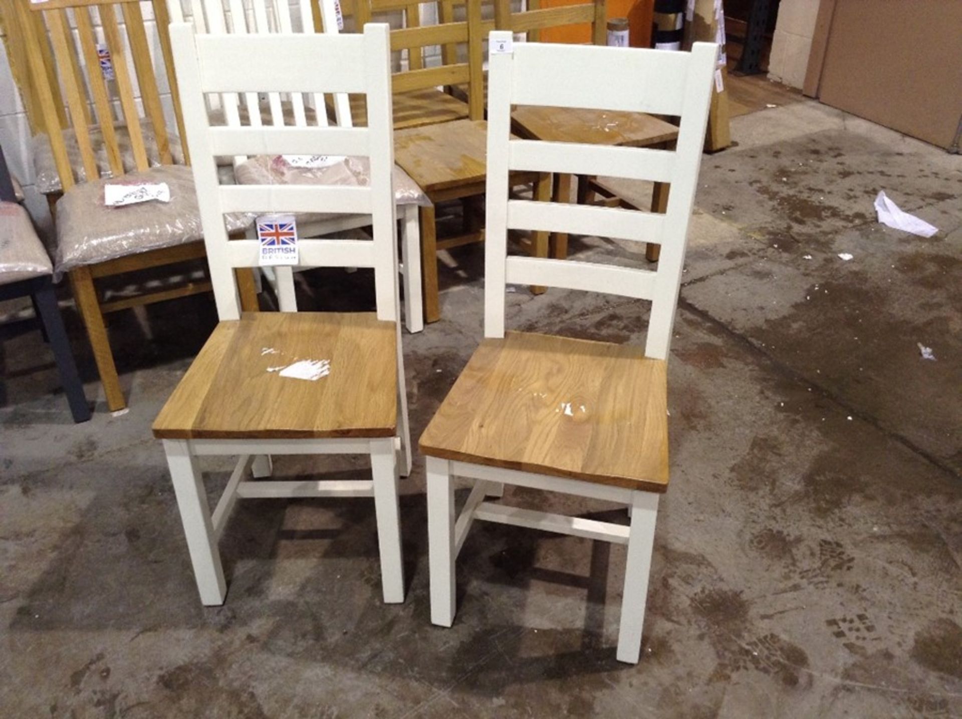 2 X Chester White Painted Oak Slat Back Dining Cha