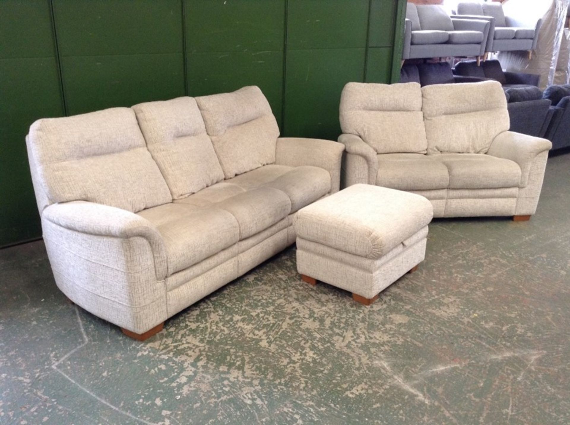 NATURAL PATTERNED HIGH BACK 3 SEATER, 2 SEATER & S