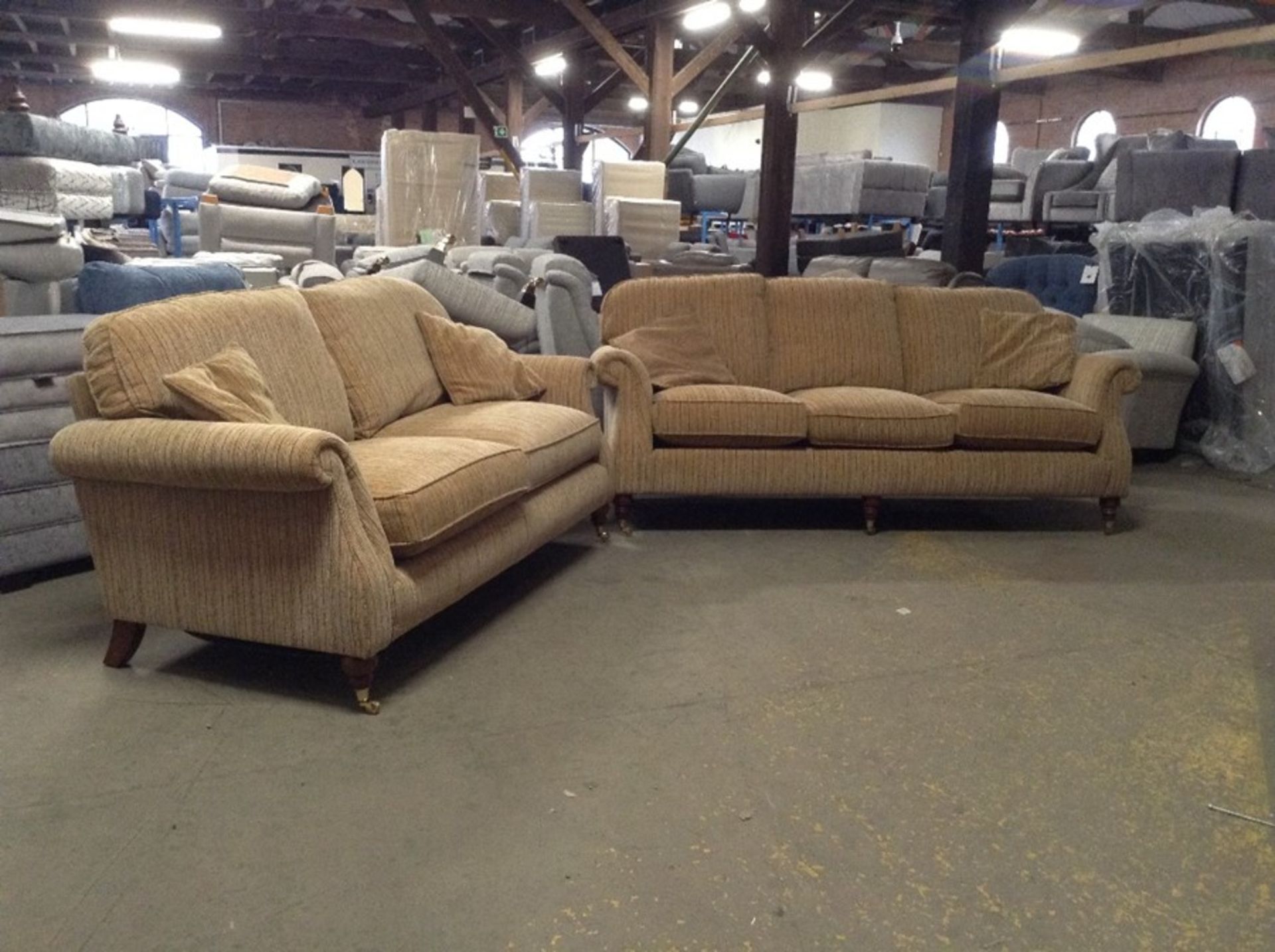 GOLDEN STRIPED 3 SEATER AND 2 SEATER SOFA(TROO2143