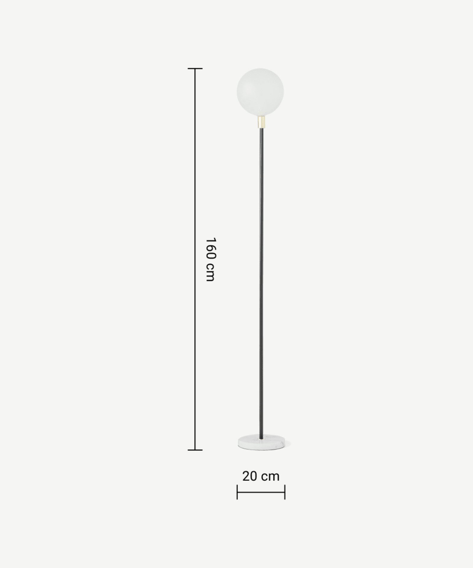 | 1x|Made.com Boll Floor Lamp White Marble Black (MISSING THE FROSTED GLASS SHADE) RRP Â£89MAD-