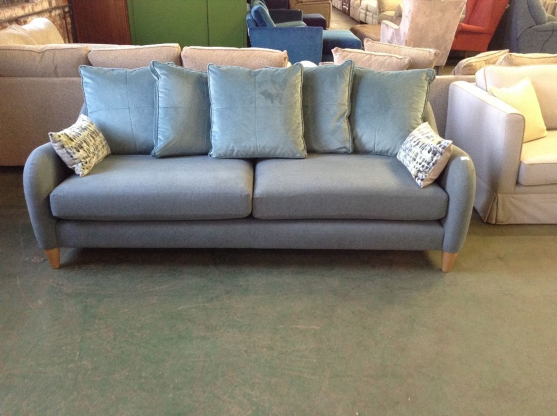 TEAL FABRIC 3 SEATER