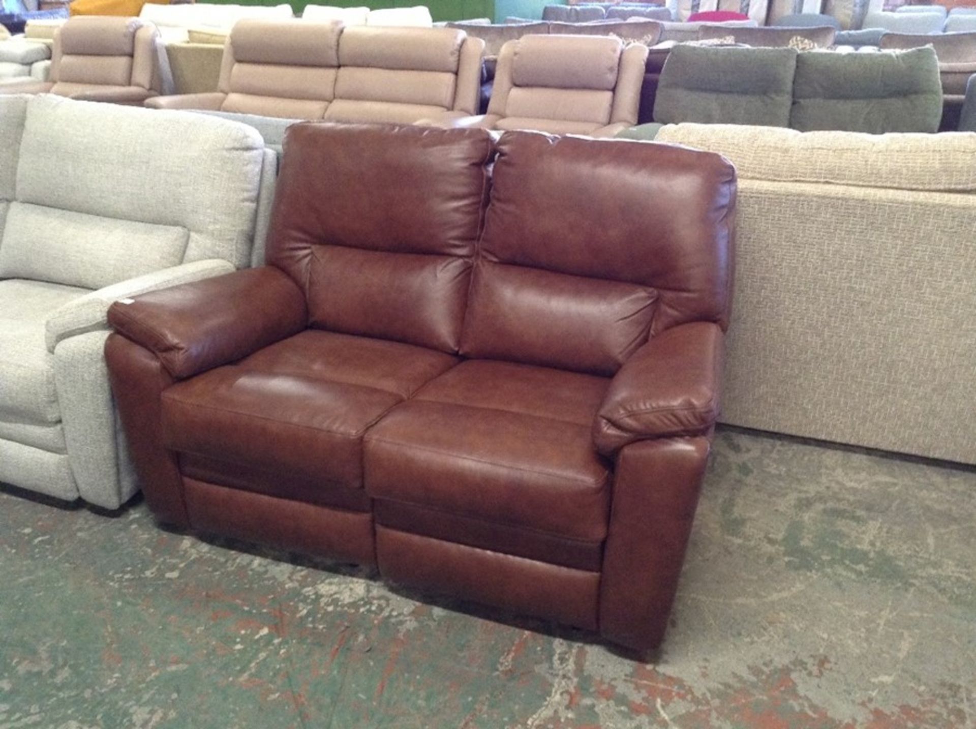 BROWN LEATHER ELECTRIC RECLINING 2 SEATER TR002151