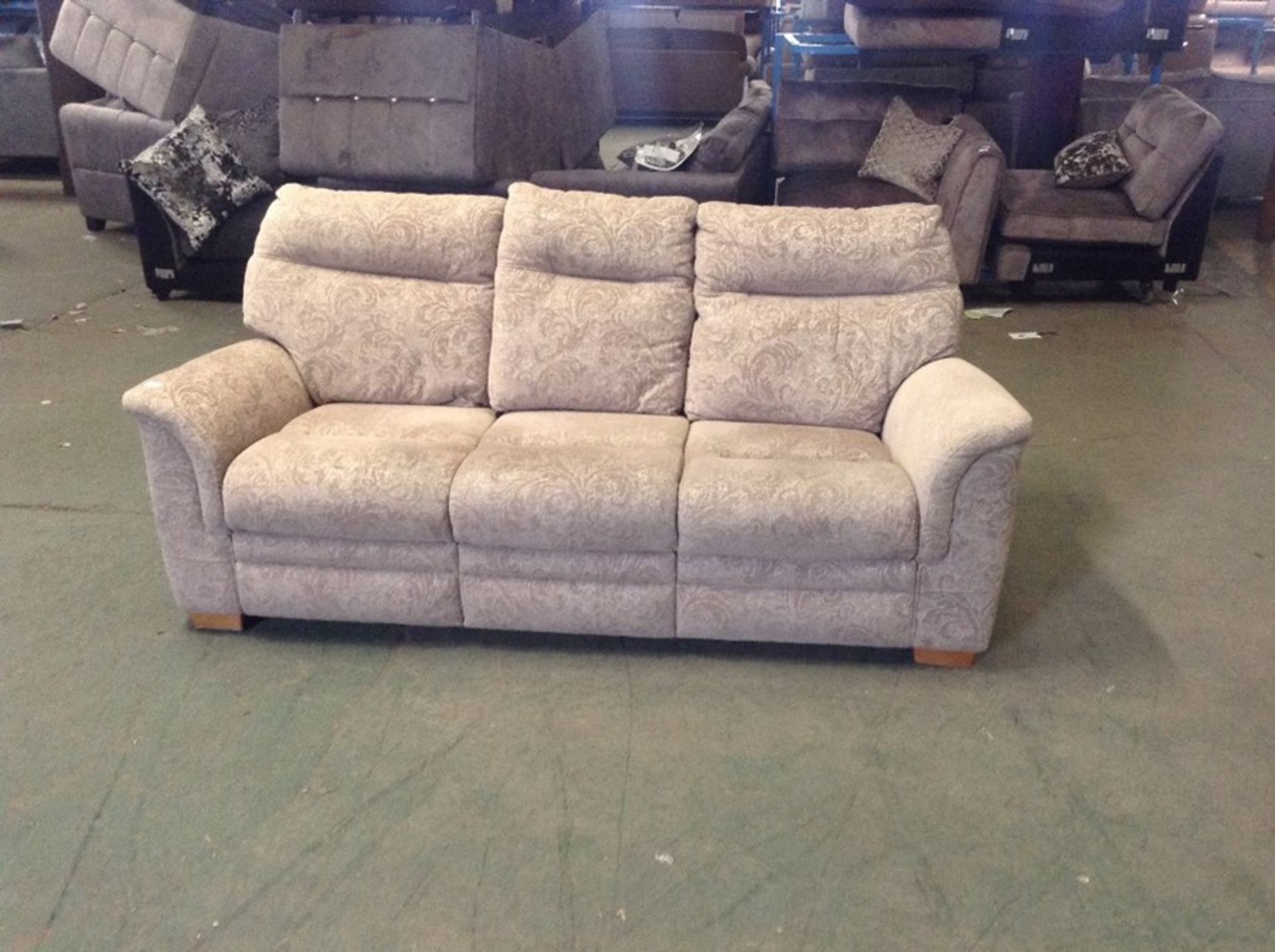BEIGE PATTERNED HIGH BACK 3 SEATER TR002149 W00618