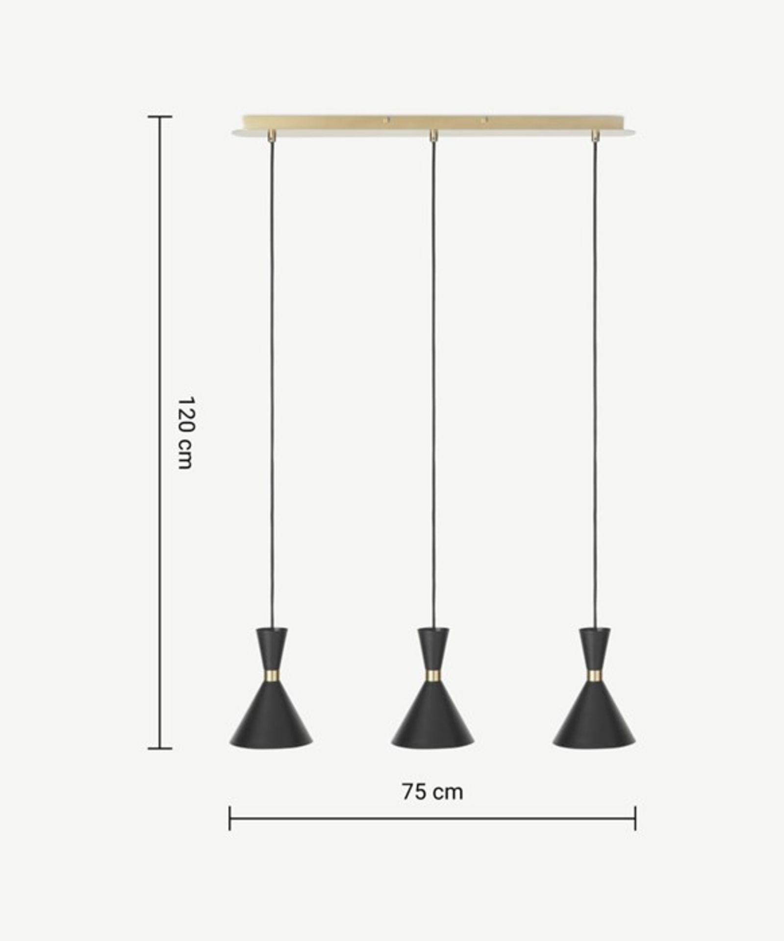 Made.com Axton Diner Pendant Lamp Black and Brushed Brass RRP Â£99 (76A - 15) 1B