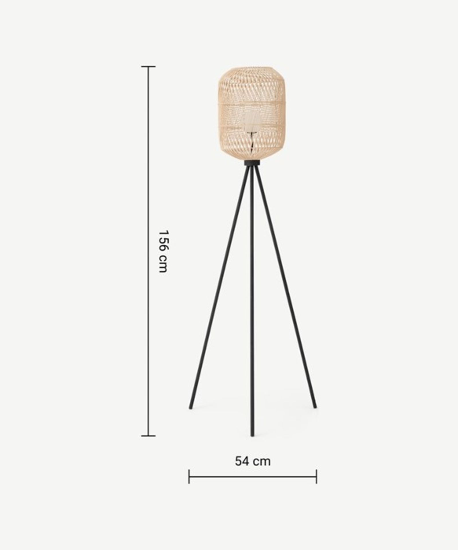 | 1x | Made.com Java Tripod Floor Lamp Natural Rattan | MISSING INSIDE SHADE| RRP Â£119 | SKU MAD-